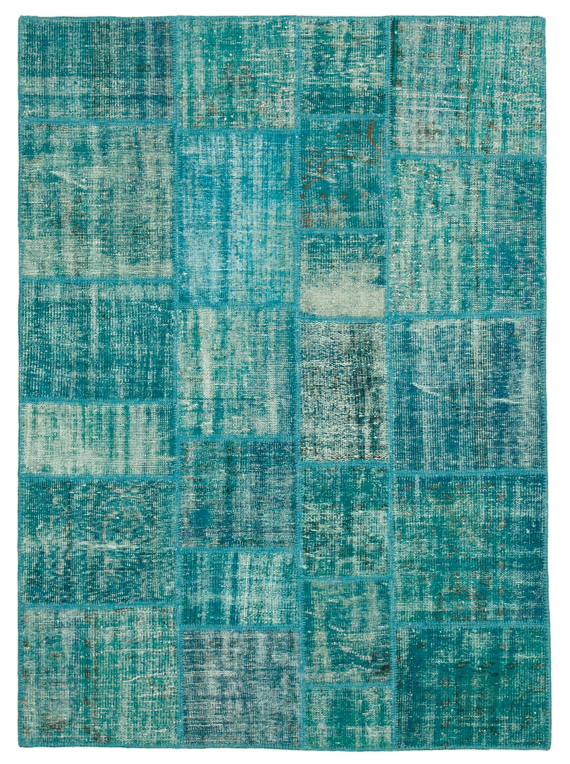 6 x 8 Turquoise Patchwork Rug - 2631