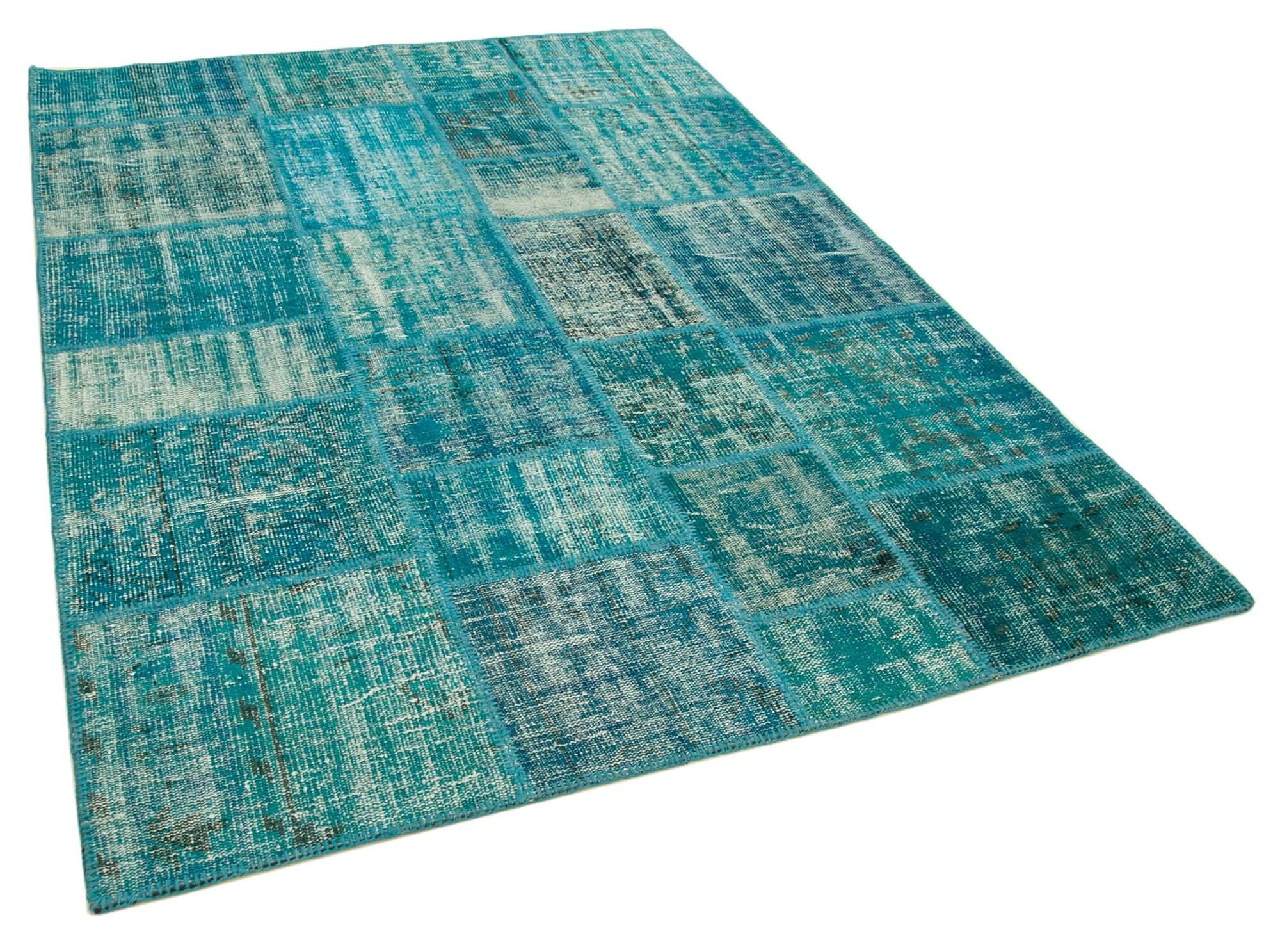 6 x 8 Turquoise Patchwork Rug - 2631