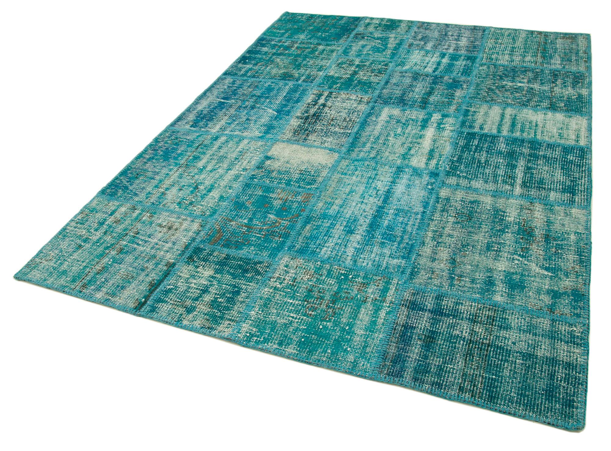 6 x 8 Turquoise Patchwork Rug - 2631