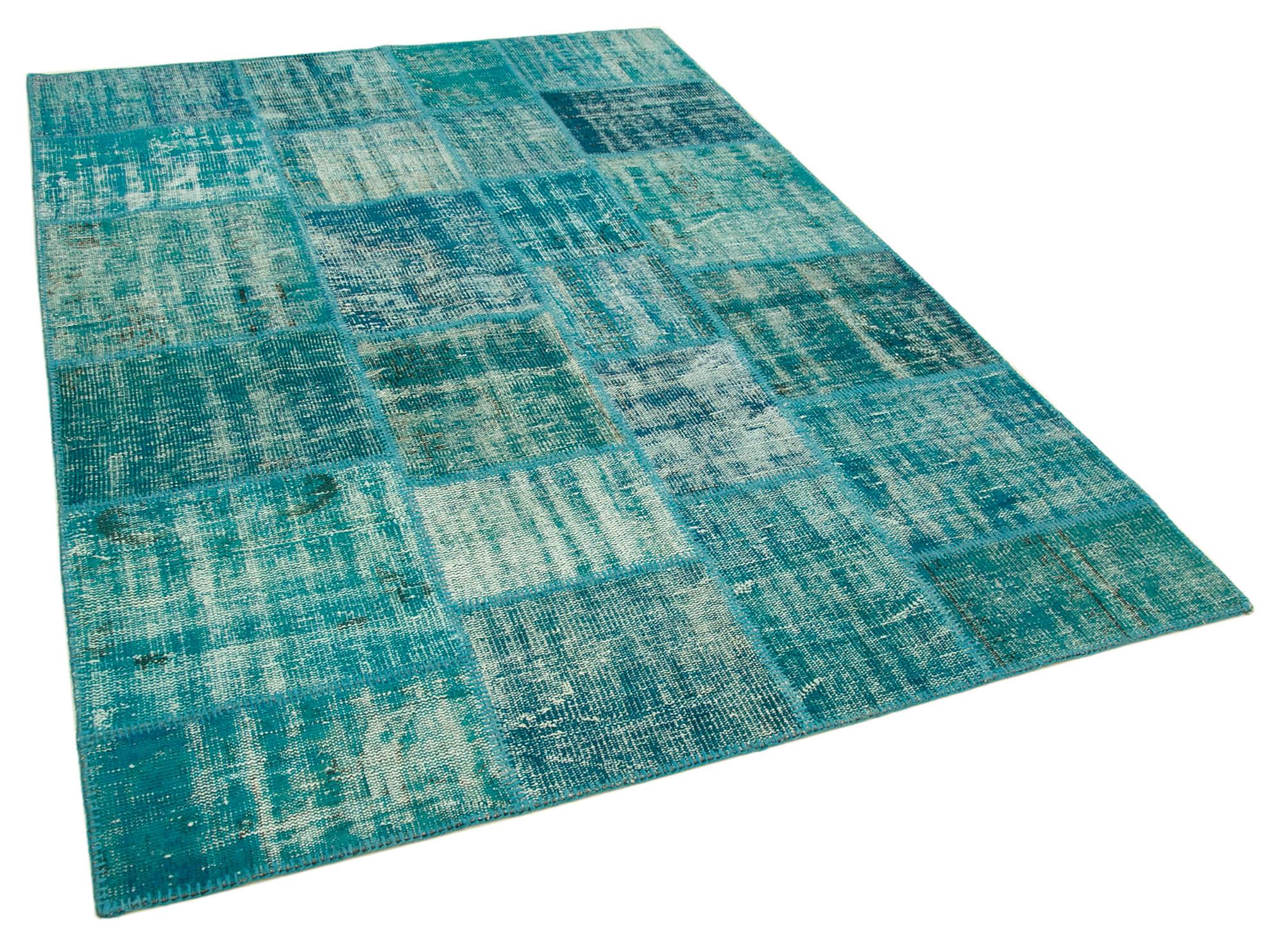 6 x 8 Turquoise Patchwork Rug - 2633