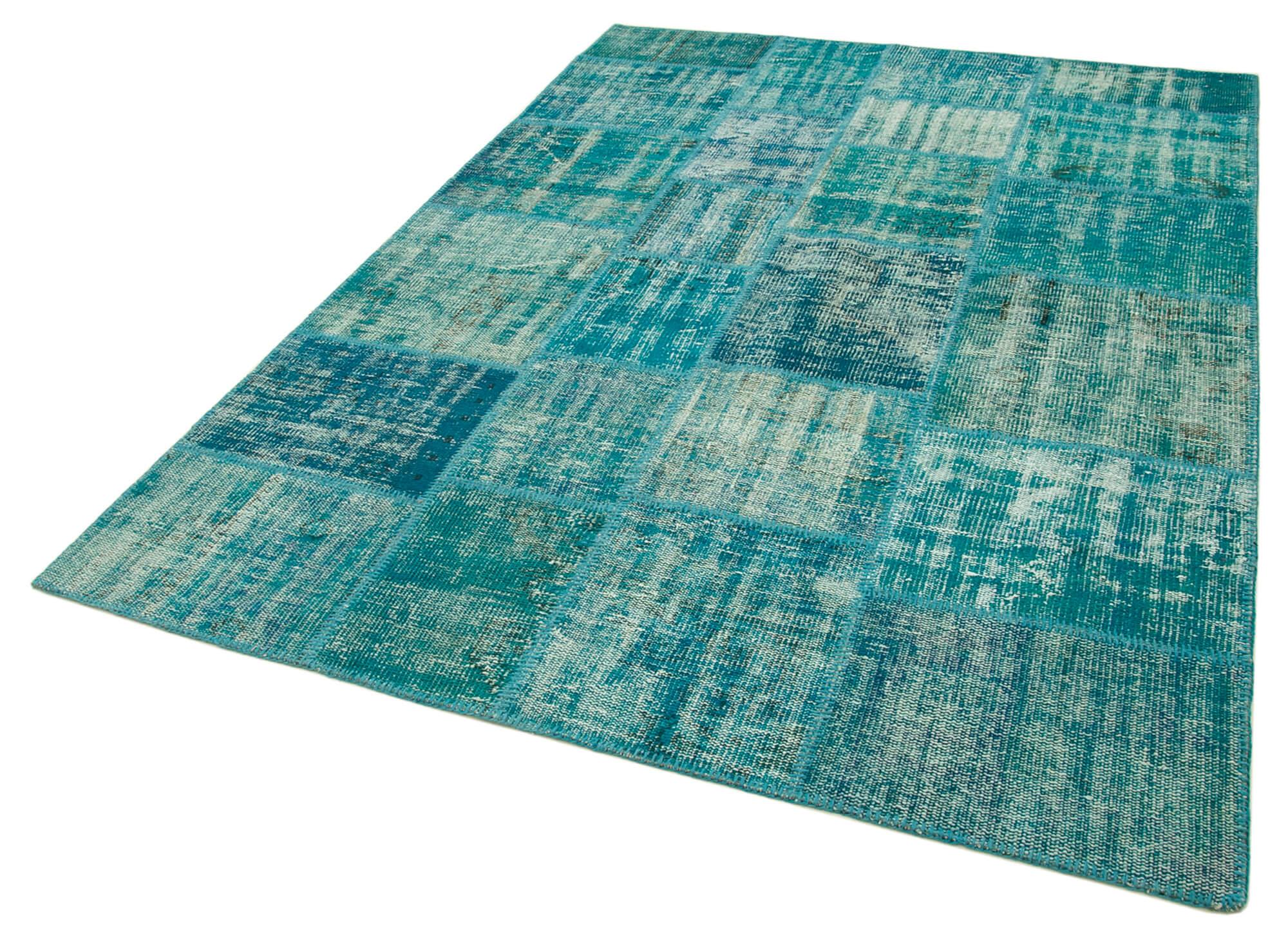 6 x 8 Turquoise Patchwork Rug - 2633