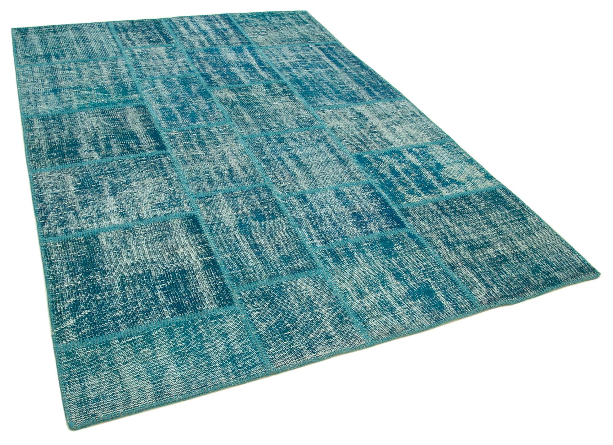 6 x 8 Turquoise Patchwork Rug - 2634