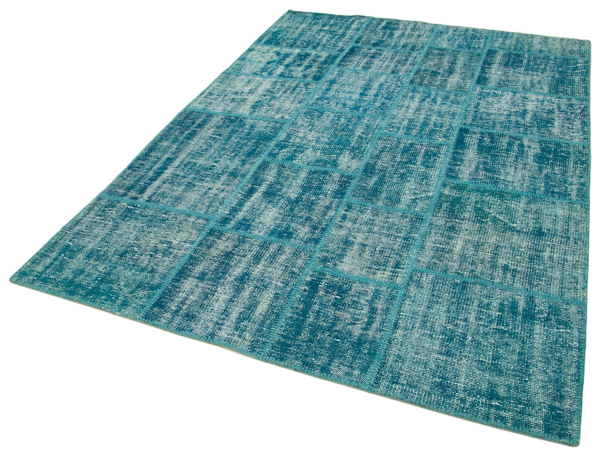 6 x 8 Turquoise Patchwork Rug - 2634