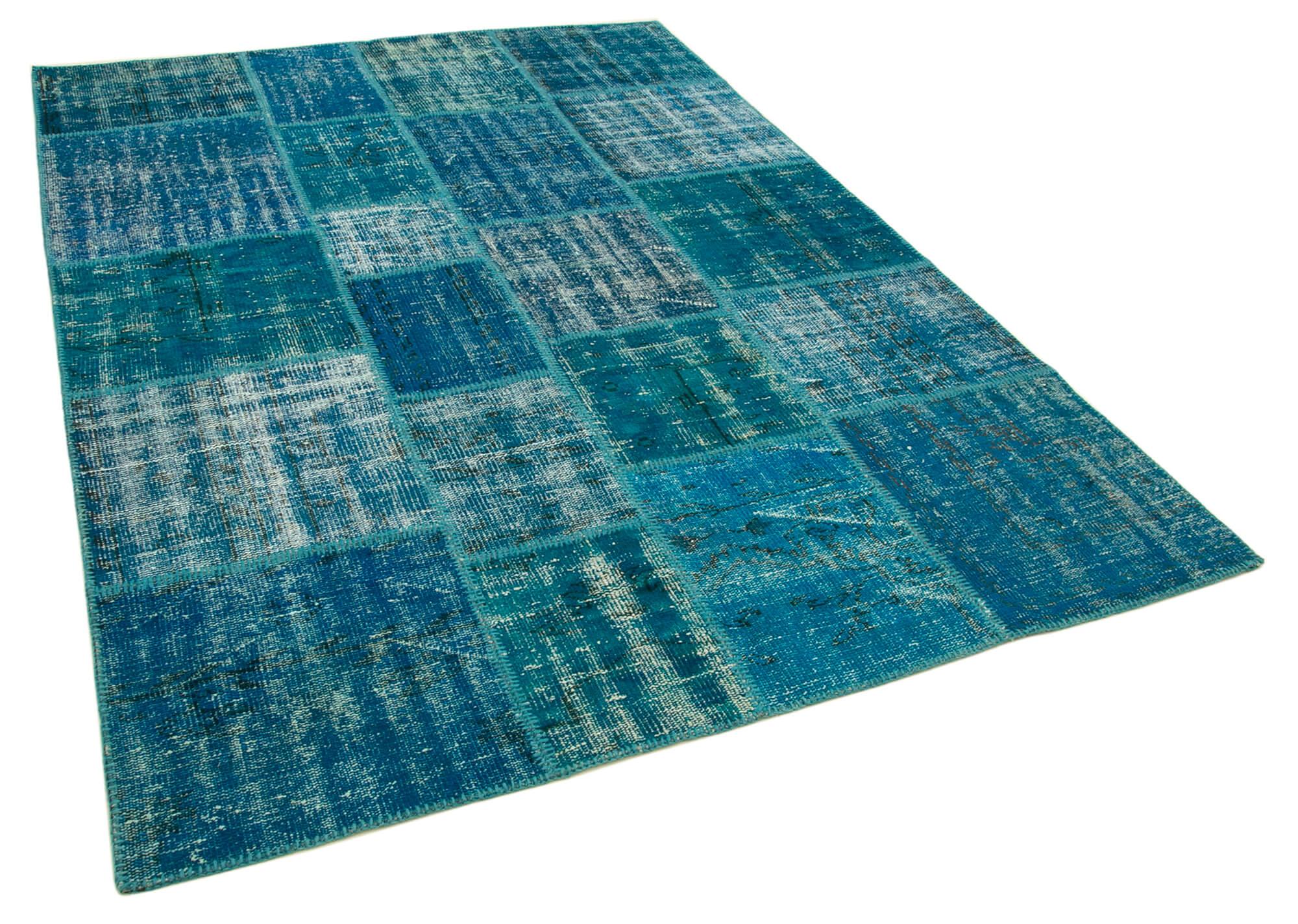 6 x 8 Turquoise Patchwork Rug - 2635