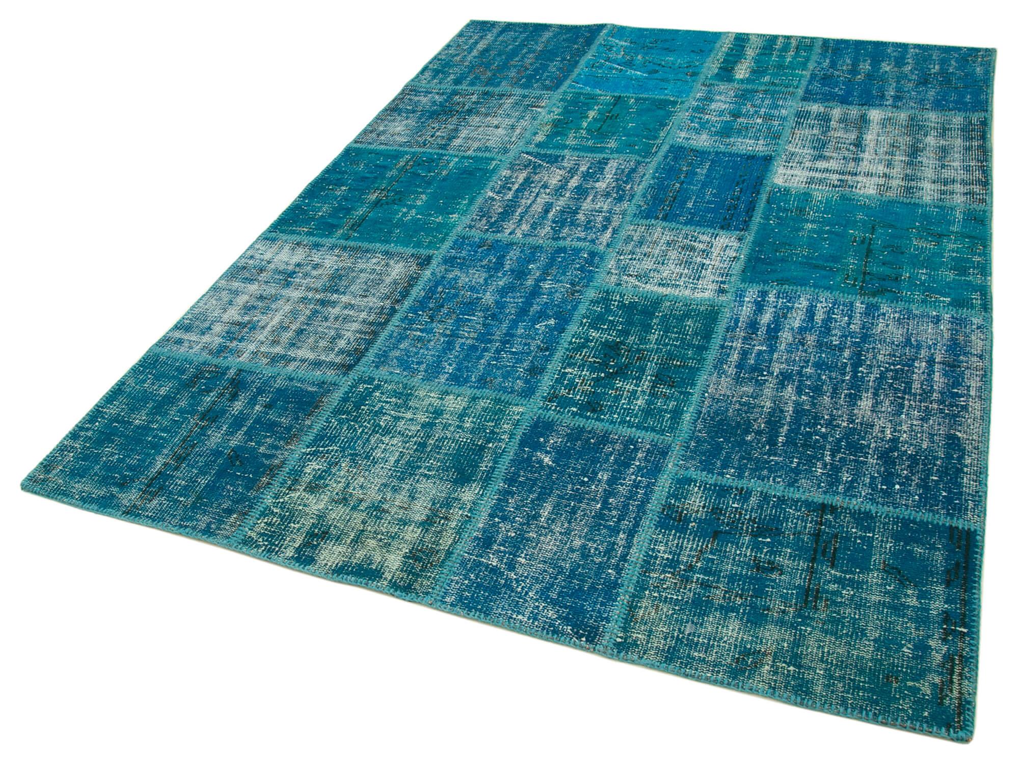 6 x 8 Turquoise Patchwork Rug - 2635