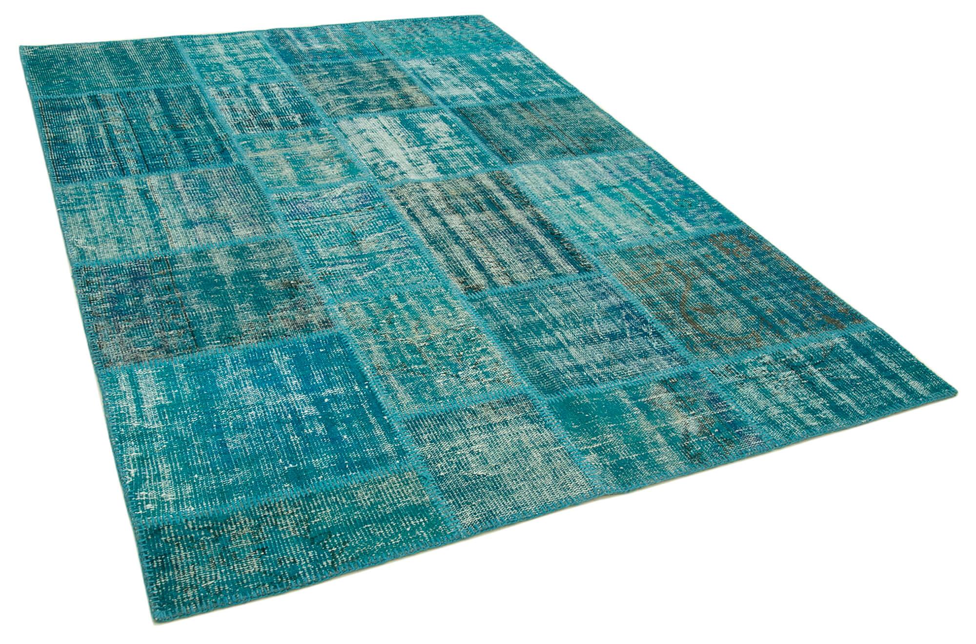 6 x 8 Turquoise Patchwork Rug - 2636