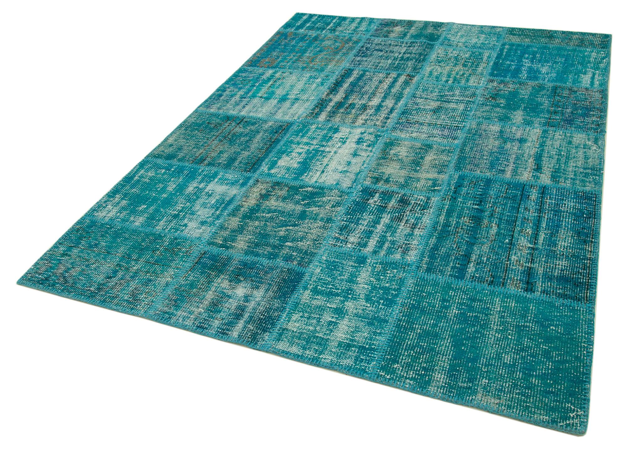 6 x 8 Turquoise Patchwork Rug - 2636