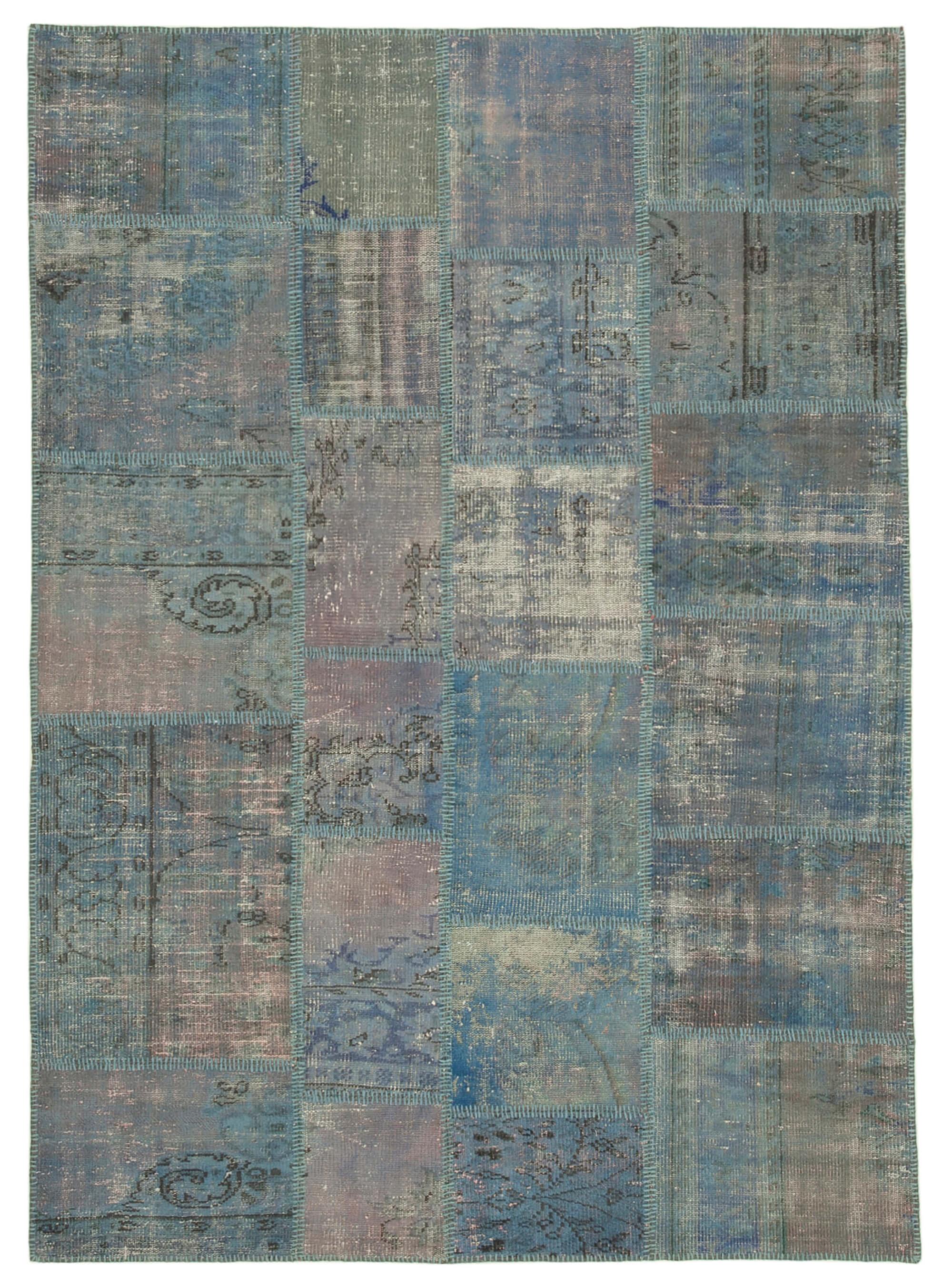 6 x 8 Blue Patchwork Rug - 2638