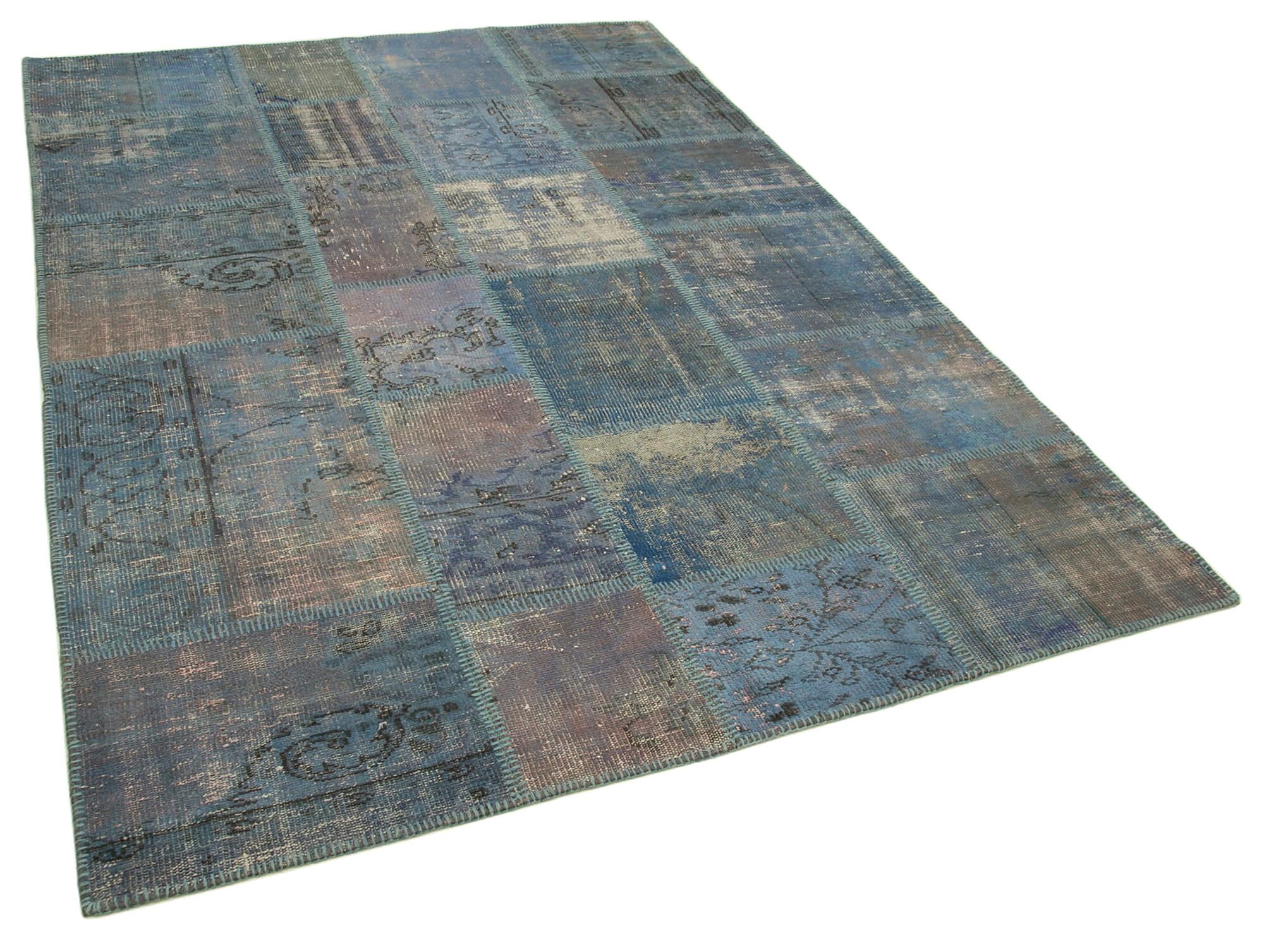 6 x 8 Blue Patchwork Rug - 2638