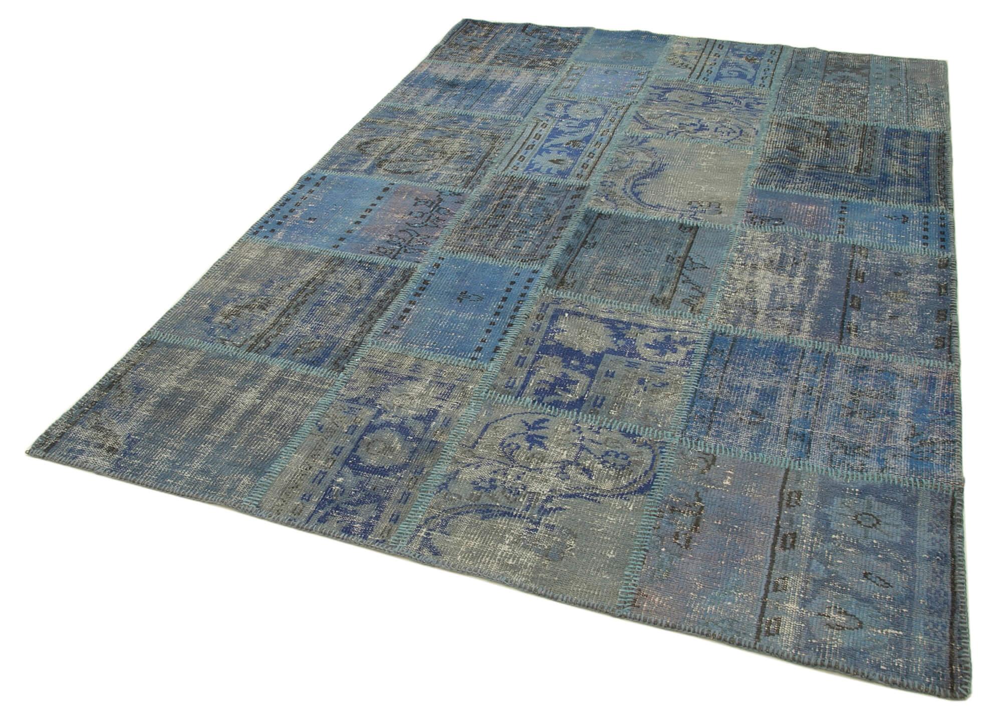 6 x 8 Blue Patchwork Rug - 2639