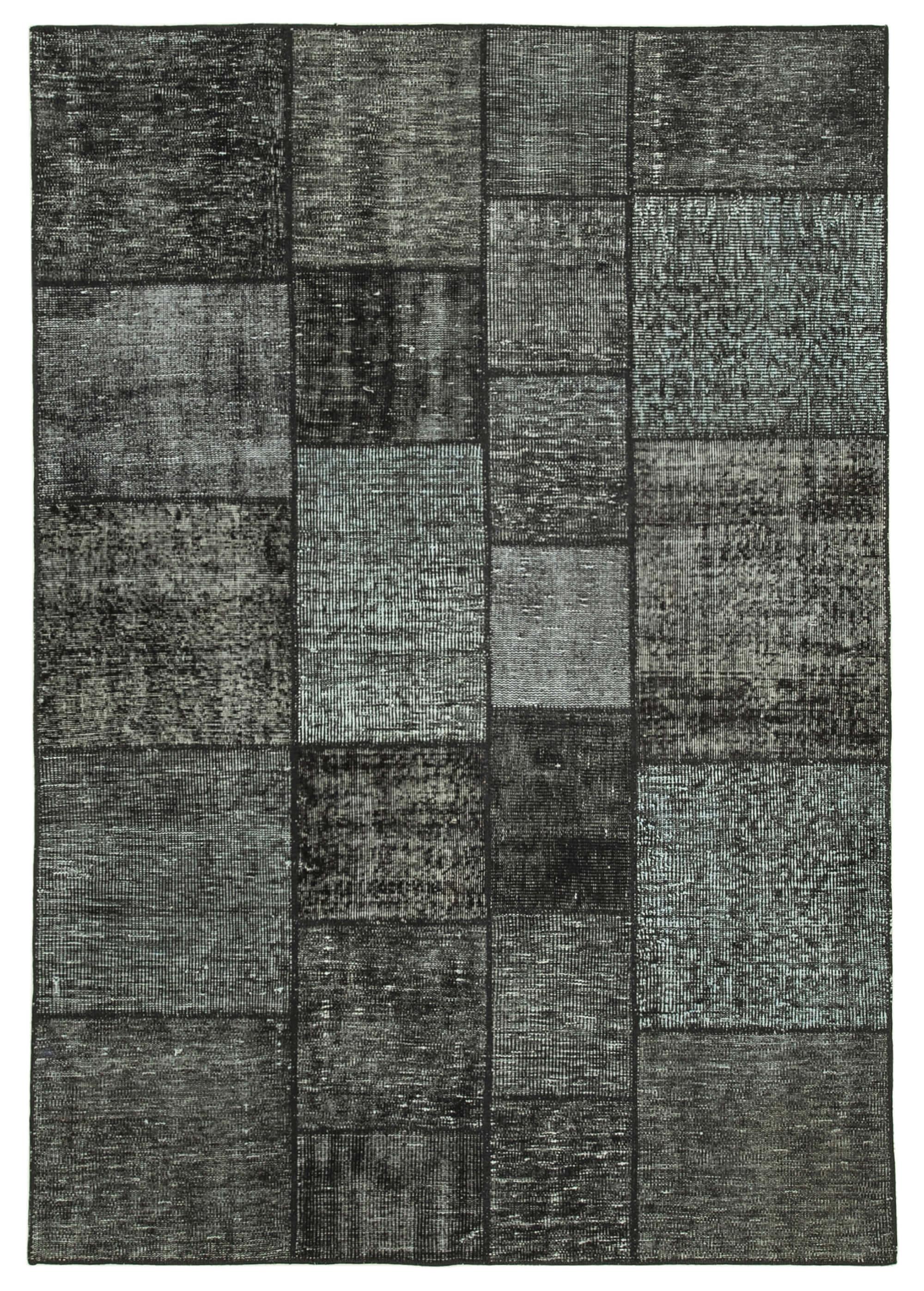 6 x 8 Black Patchwork Rug - 2643