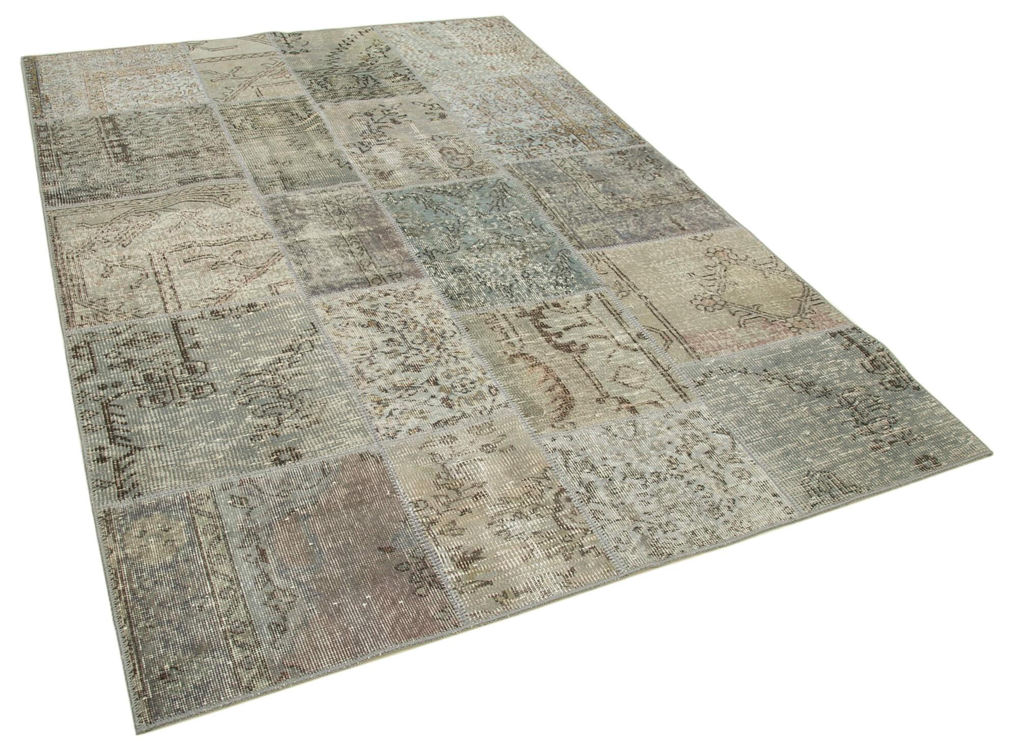 6 x 8 Grey Patchwork Rug - 2652