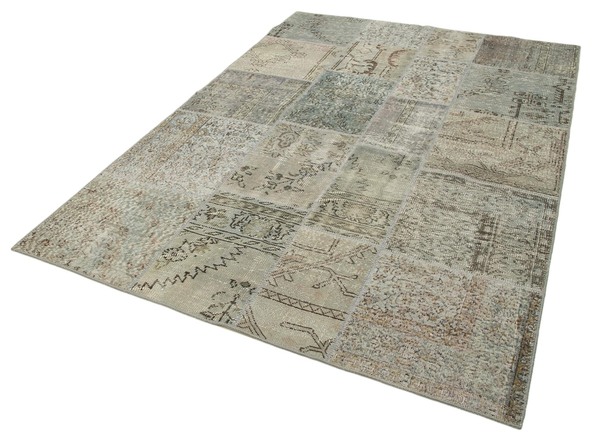 6 x 8 Grey Patchwork Rug - 2652