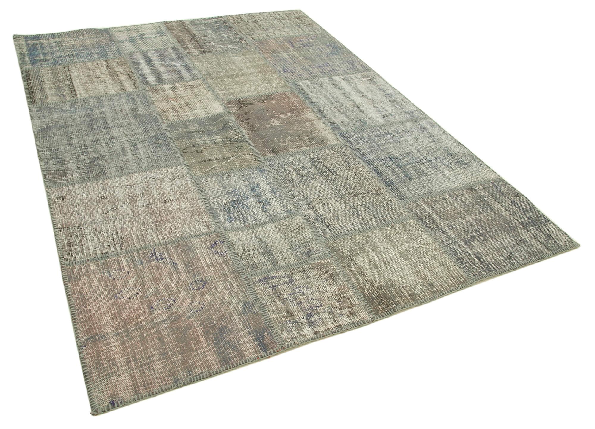 6 x 8 Grey Patchwork Rug - 2653