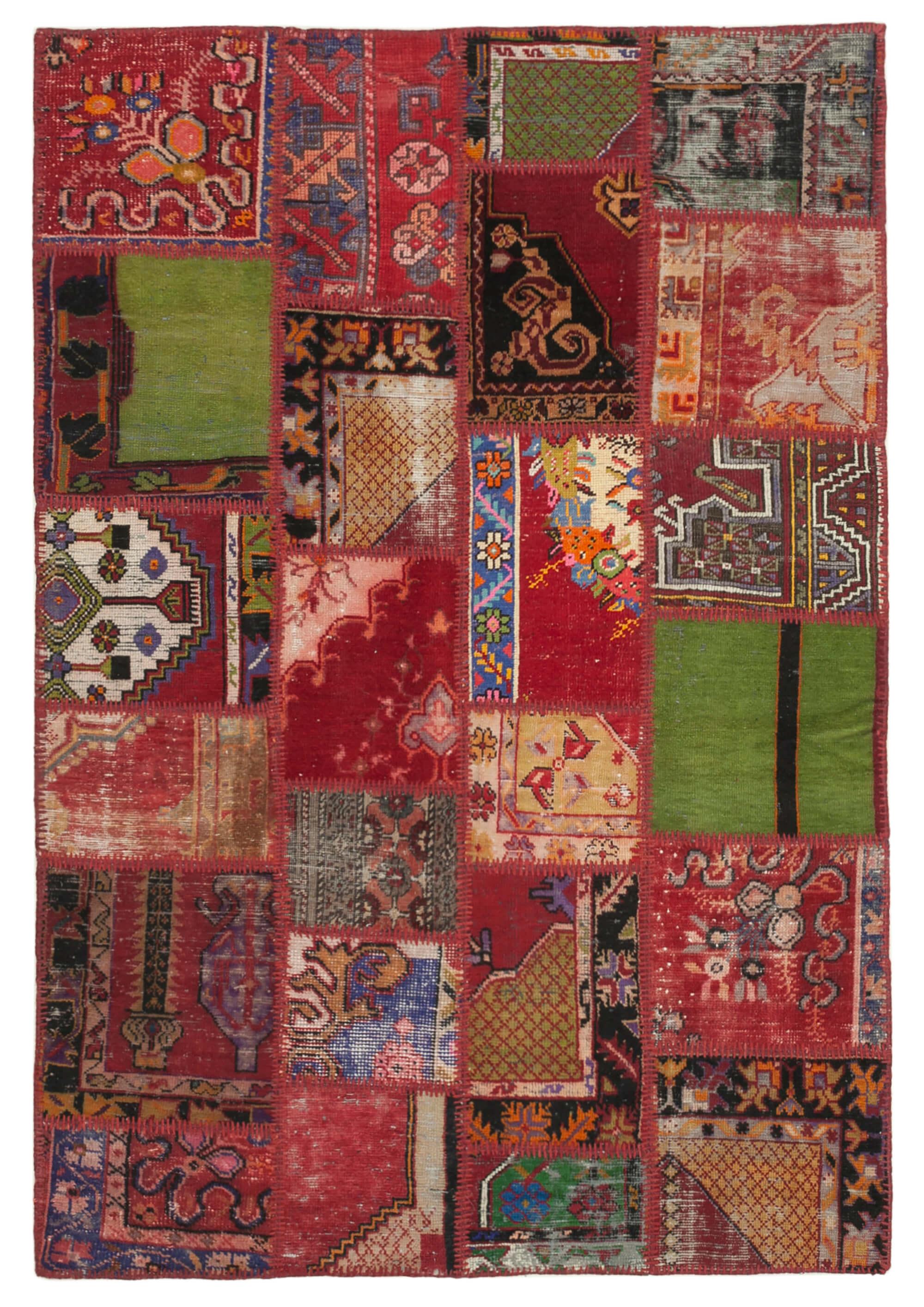 4 x 7 Red Patchwork Rug - 2679