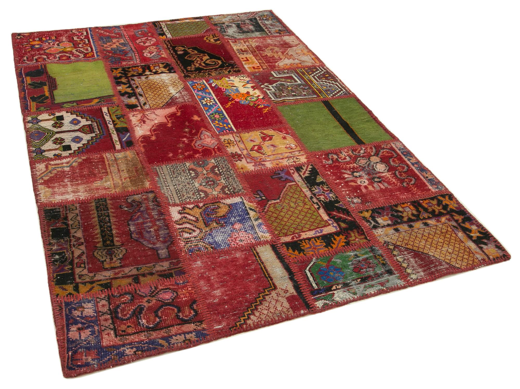 4 x 7 Red Patchwork Rug - 2679