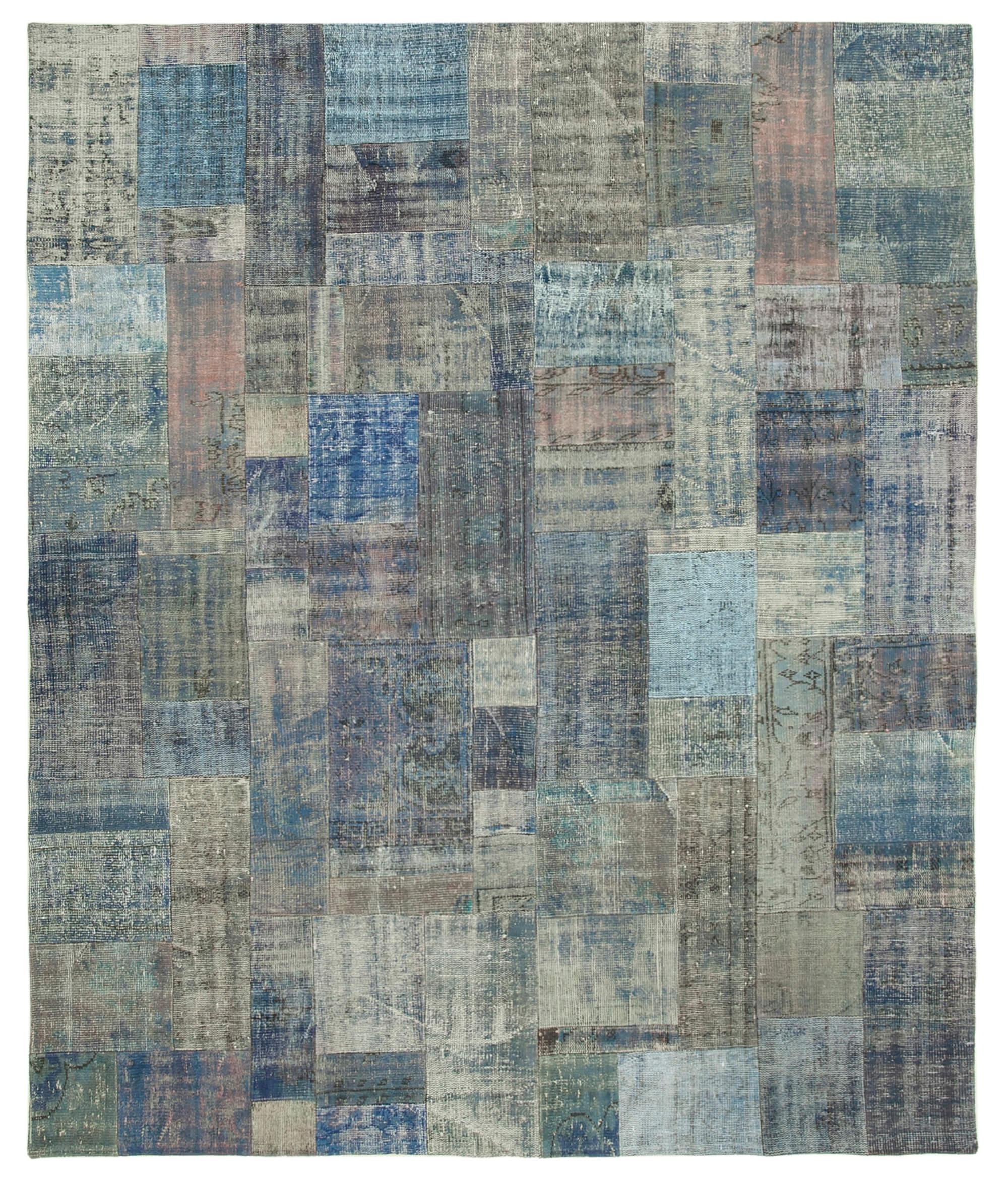 8 x 10 Blue Patchwork Rug - 2749