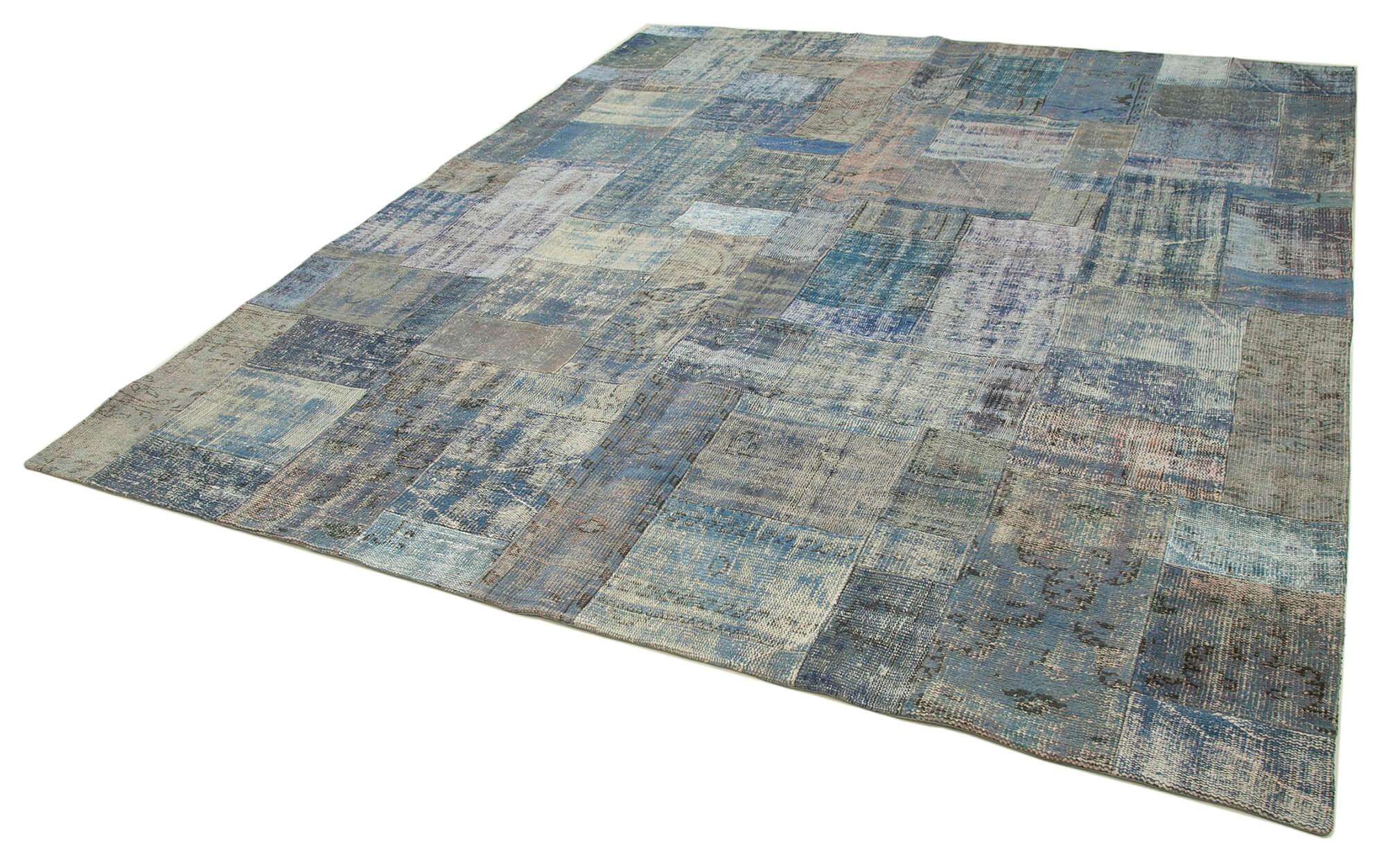 8 x 10 Blue Patchwork Rug - 2750