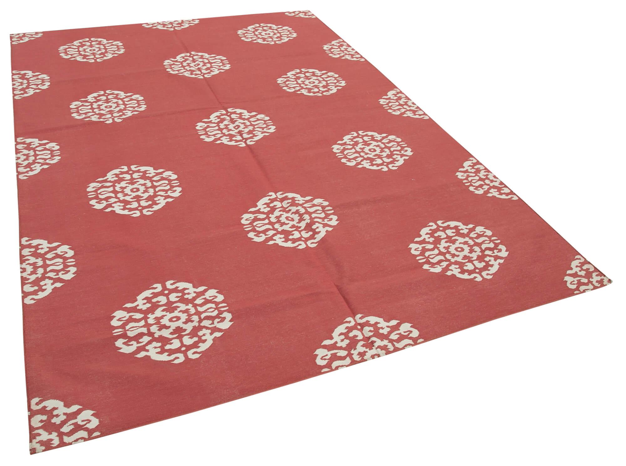 6 x 9 Red Dhurrie Rug - 2774