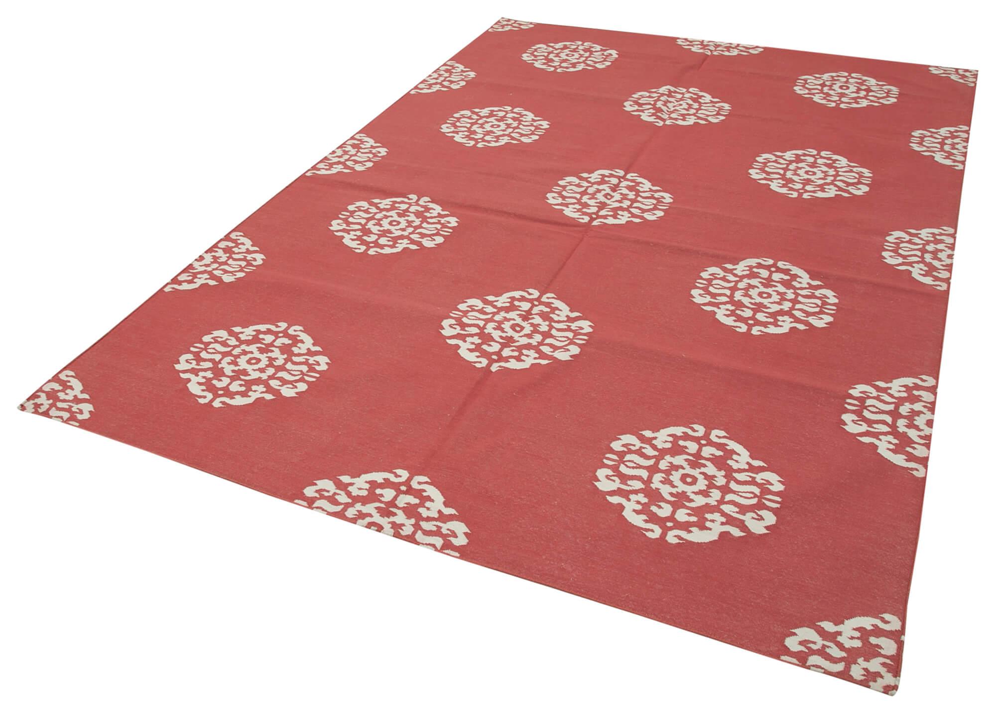 6 x 9 Red Dhurrie Rug - 2774