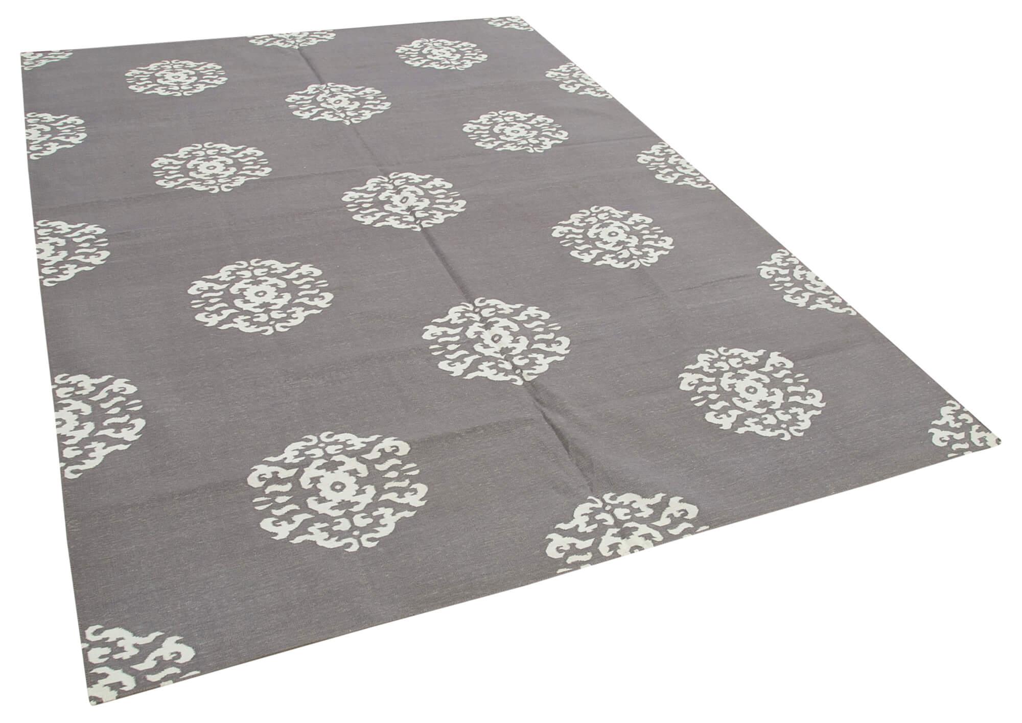 6 x 9 Grey Dhurrie Rug - 2776