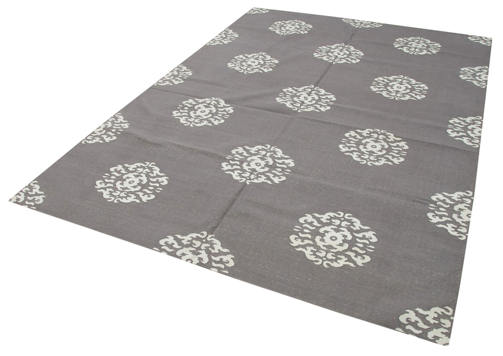 6 x 9 Grey Dhurrie Rug - 2776