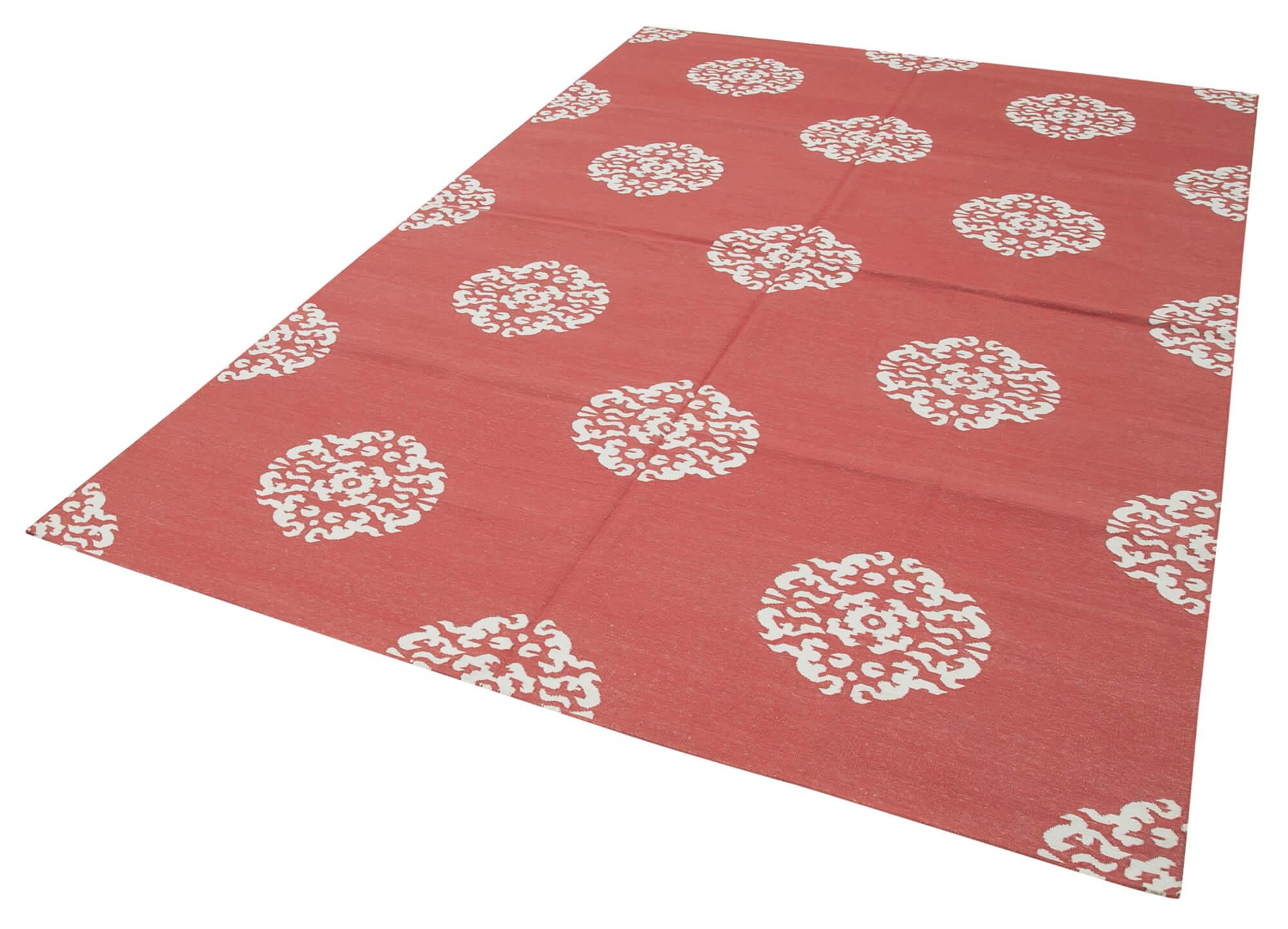 6 x 9 Red Dhurrie Rug - 2777