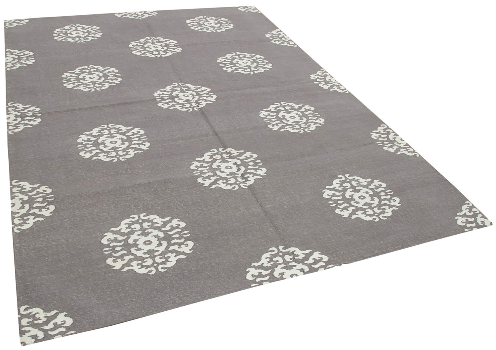 6 x 9 Grey Dhurrie Rug - 2779