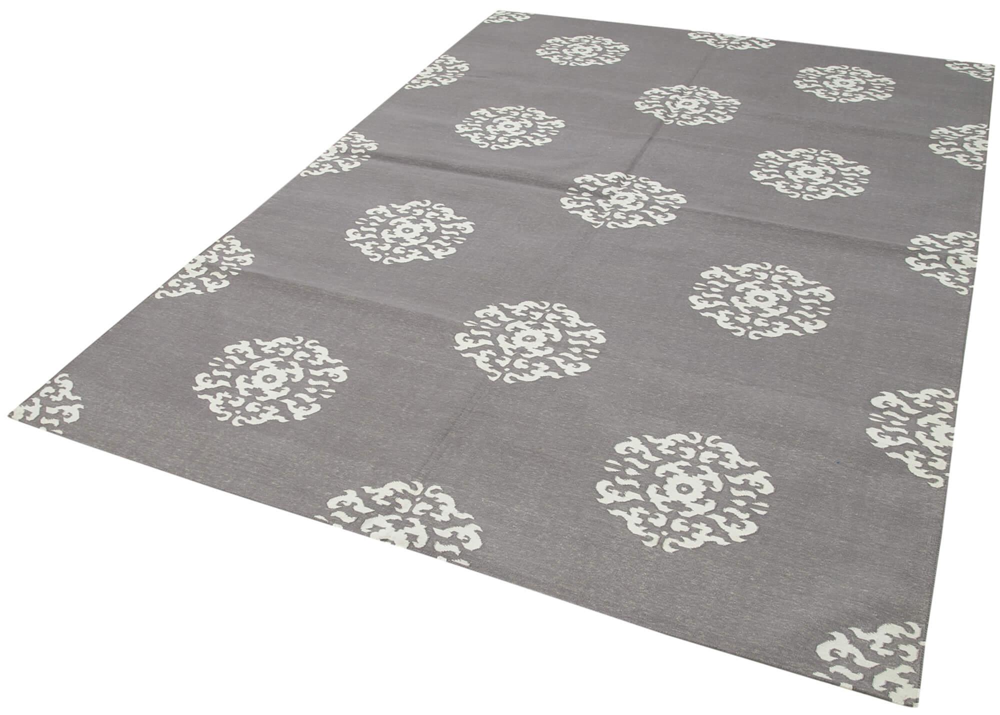 6 x 9 Grey Dhurrie Rug - 2779