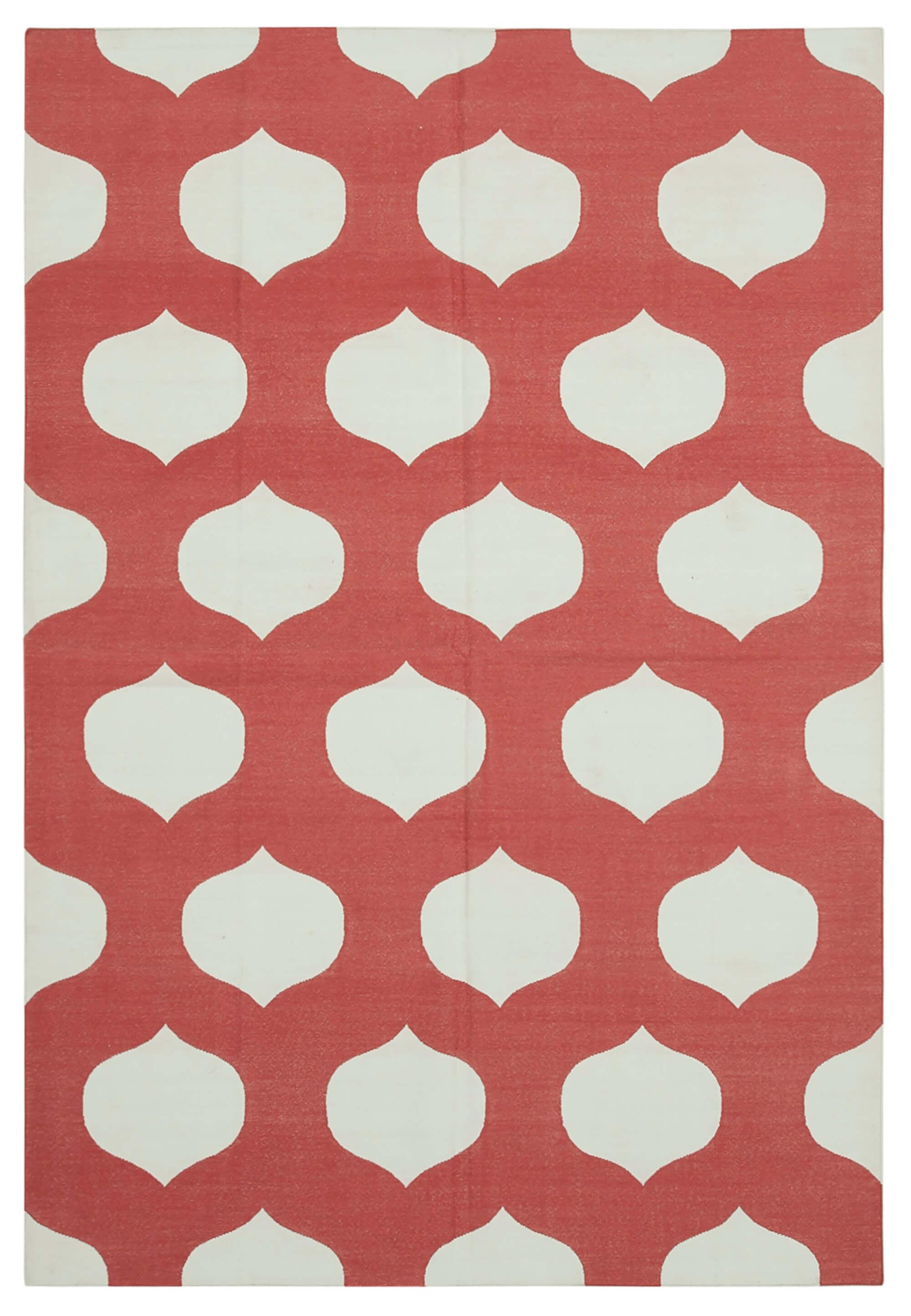 6 x 9 Red Dhurrie Rug - 2780