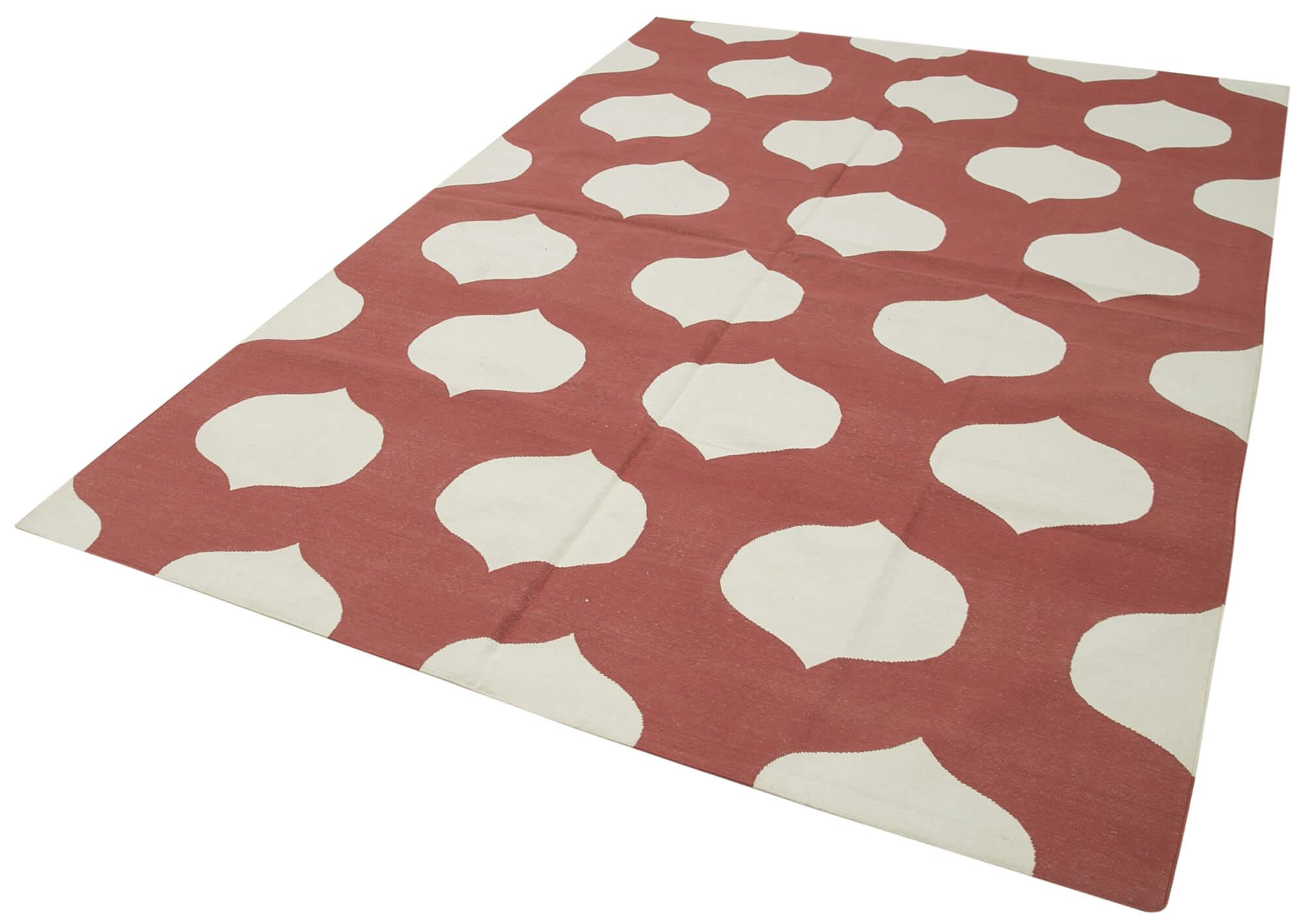 6 x 9 Red Dhurrie Rug - 2780