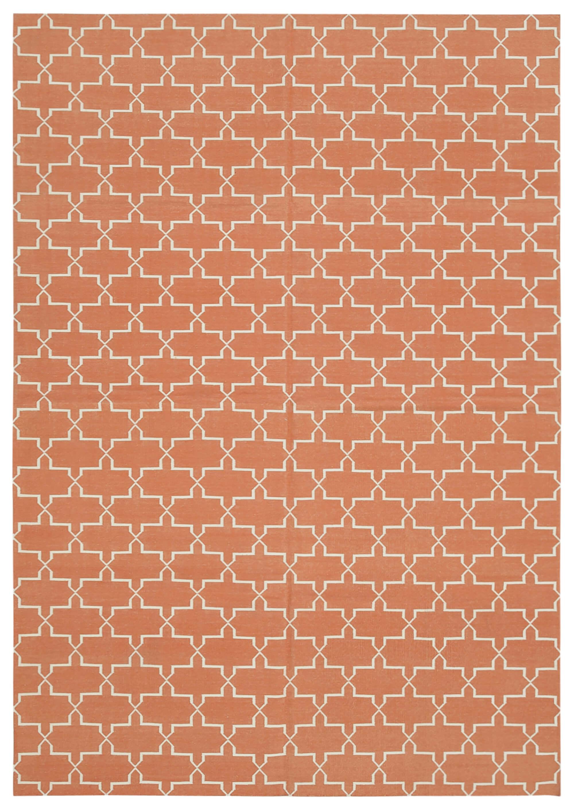 6 x 9 Orange Dhurrie Rug - 2782