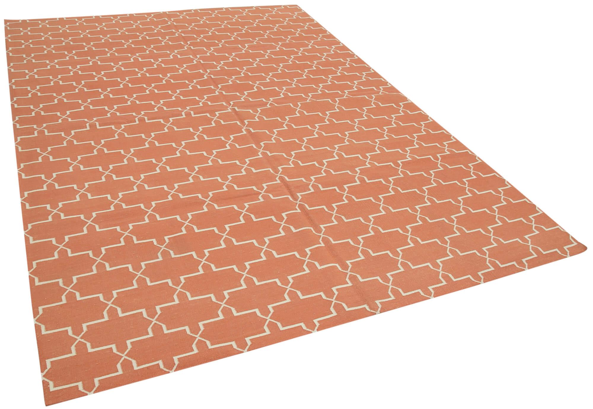 6 x 9 Orange Dhurrie Rug - 2782