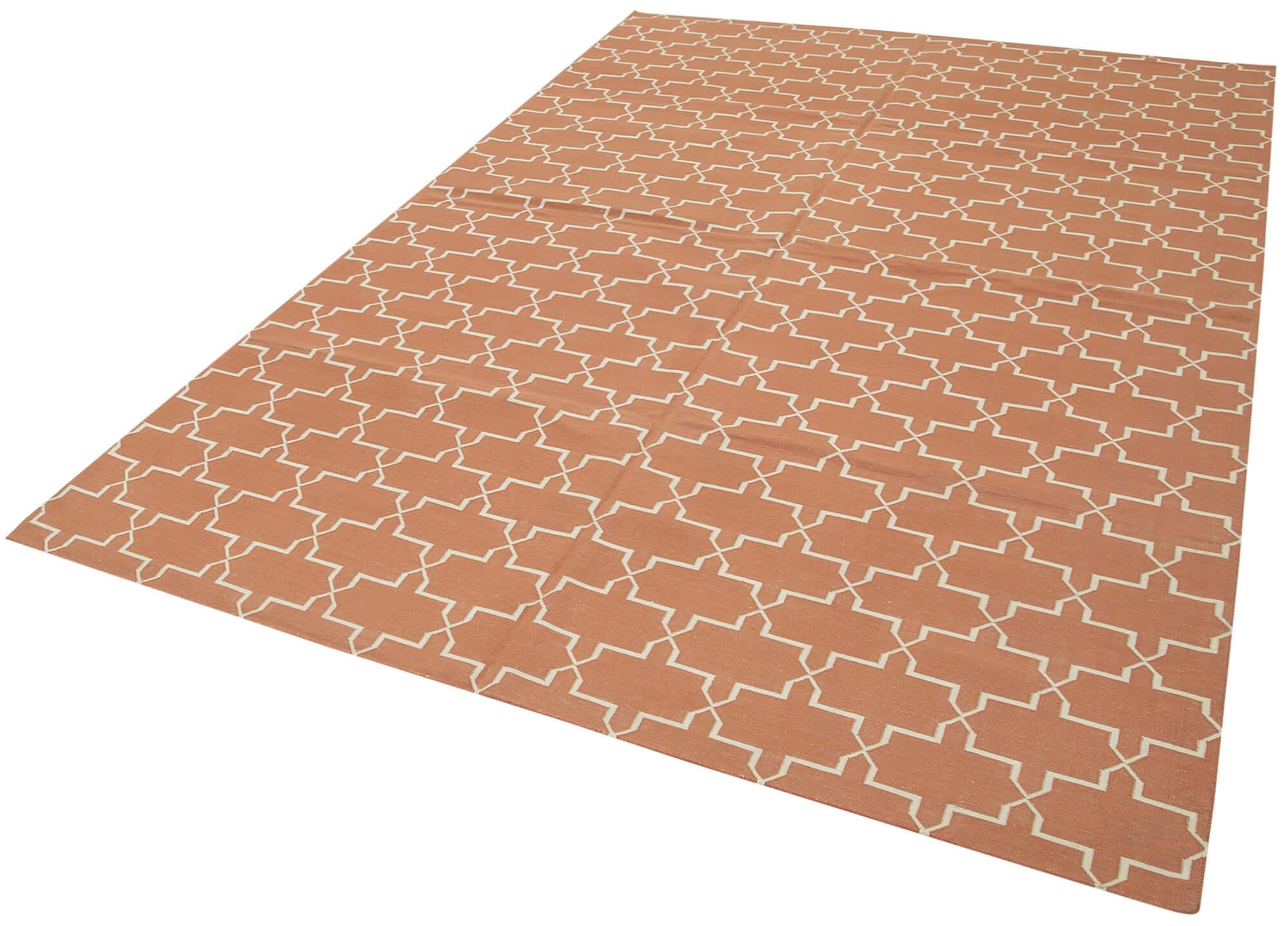 6 x 9 Orange Dhurrie Rug - 2782