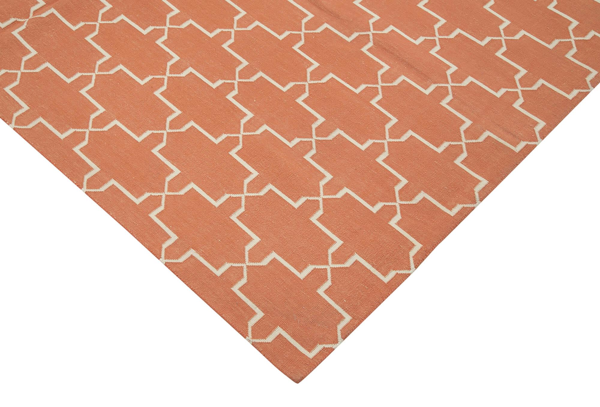 6 x 9 Orange Dhurrie Rug - 2782