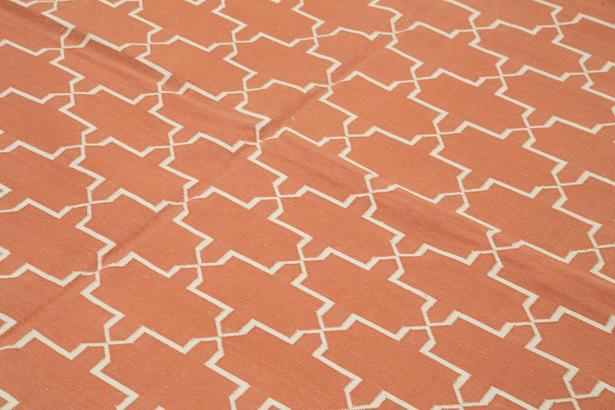 6 x 9 Orange Dhurrie Rug - 2782