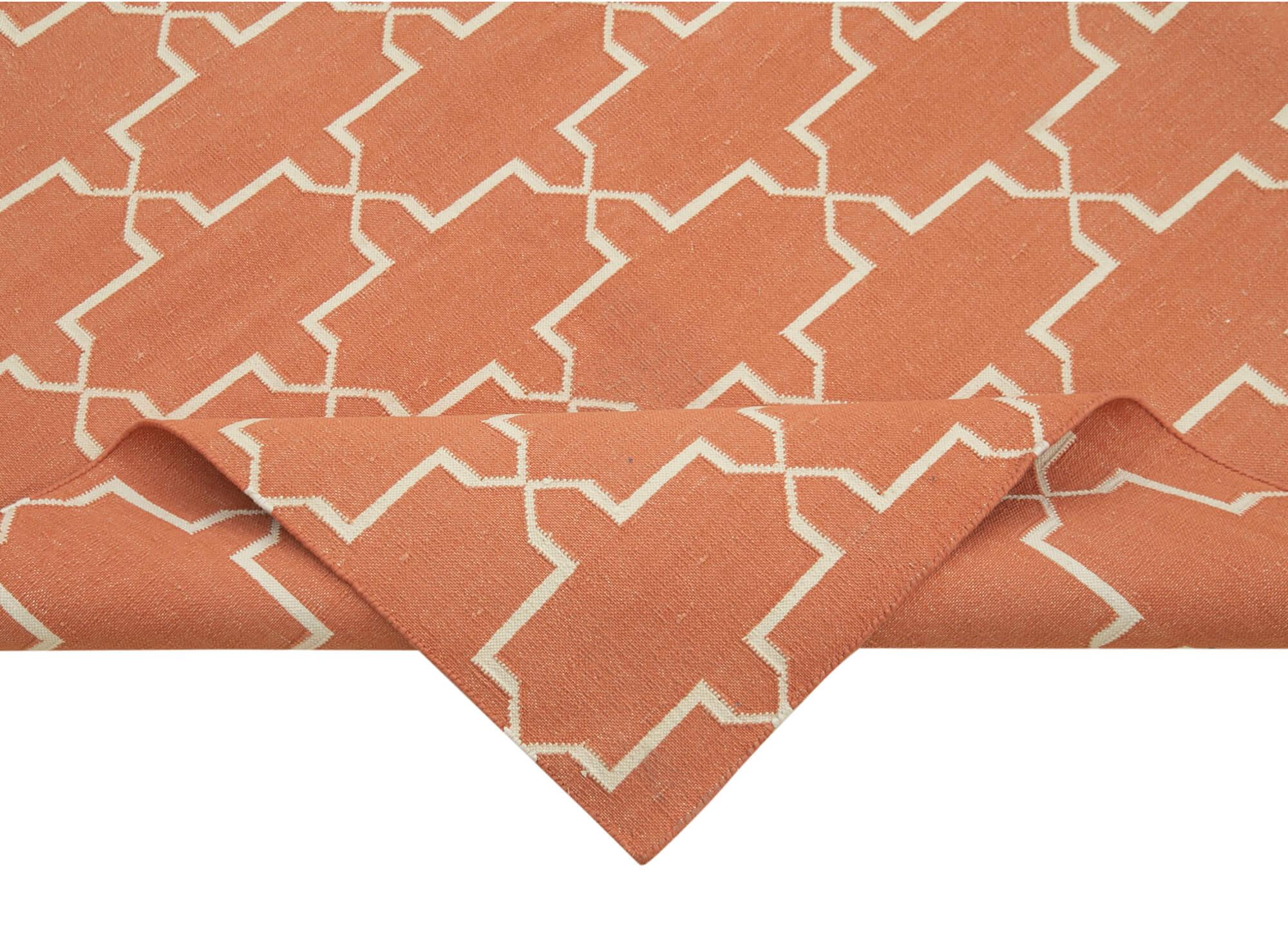 6 x 9 Orange Dhurrie Rug - 2782