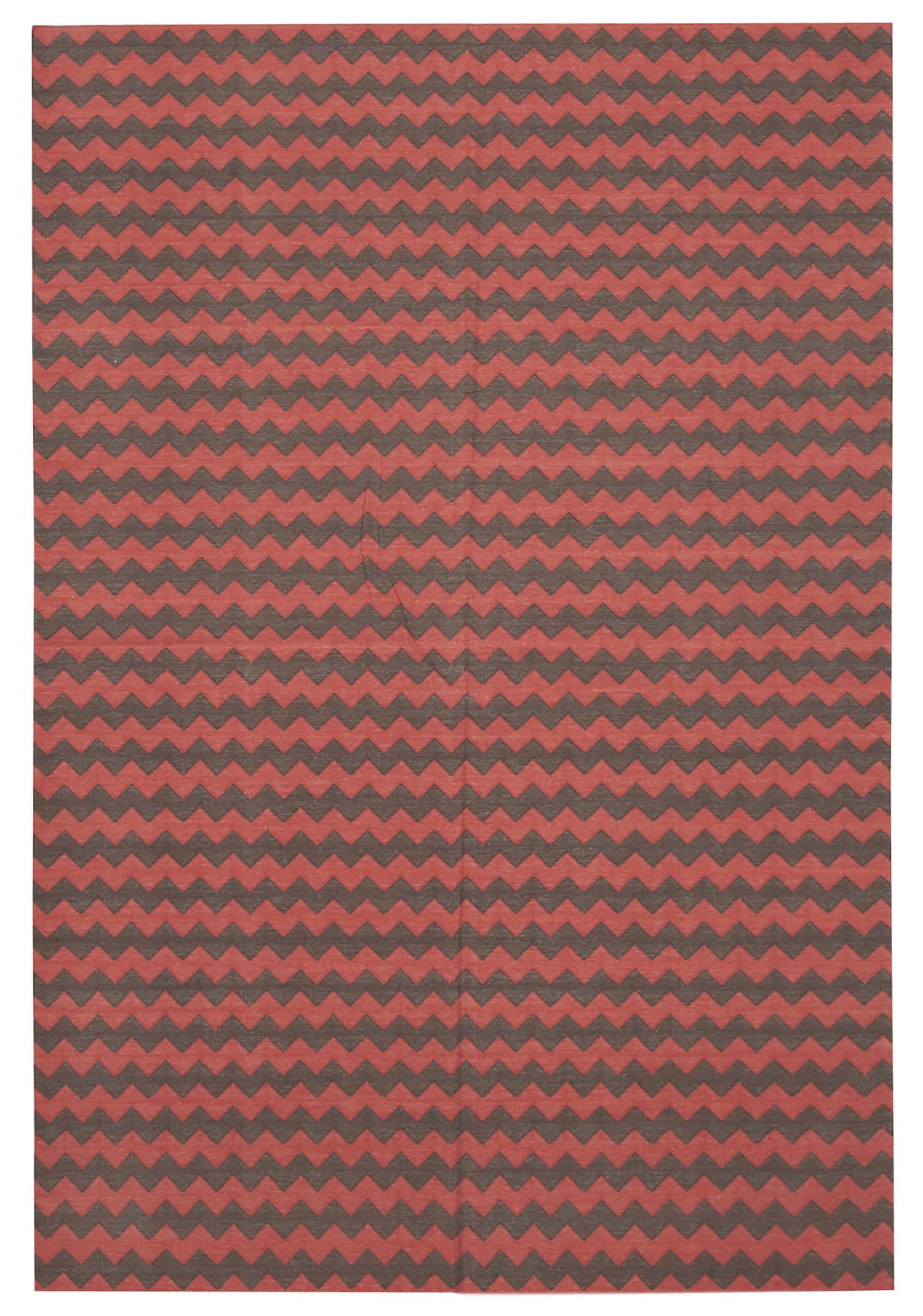 6 x 9 Red Dhurrie Rug - 2784