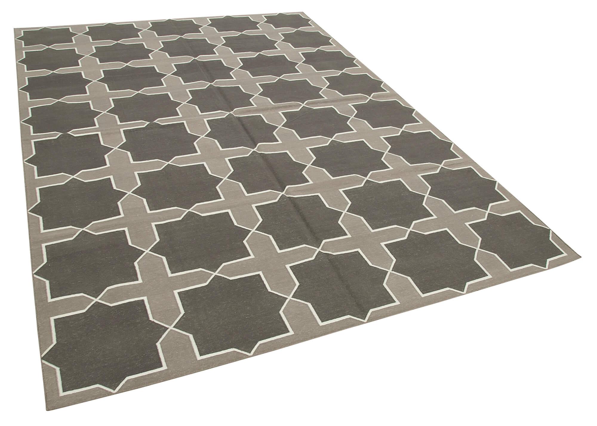 6 x 9 Grey Dhurrie Rug - 2785