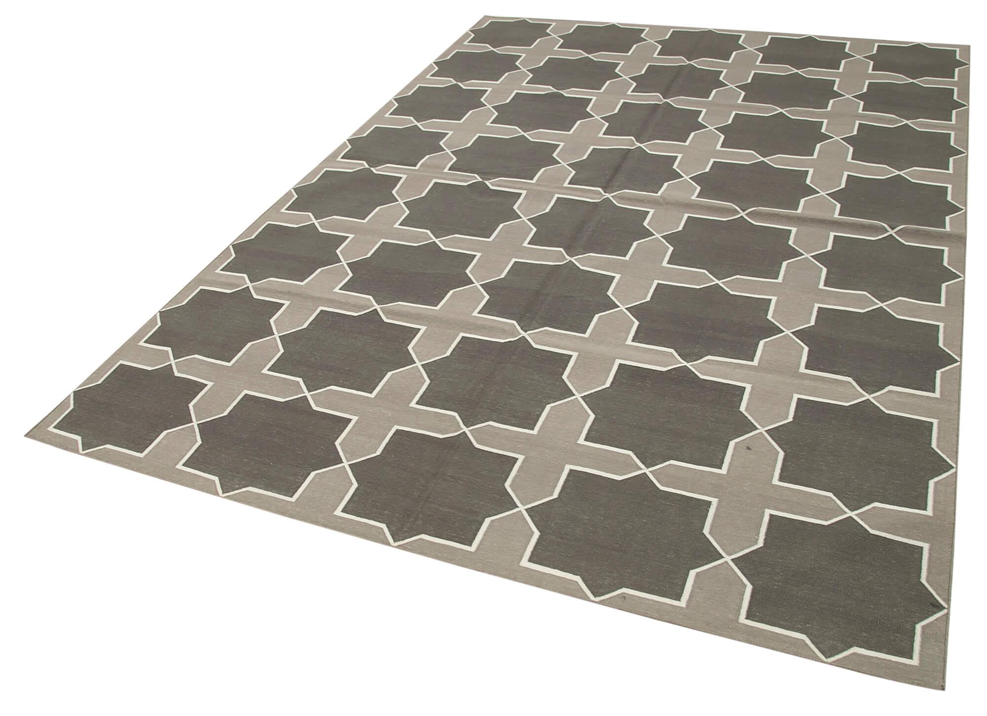 6 x 9 Grey Dhurrie Rug - 2785