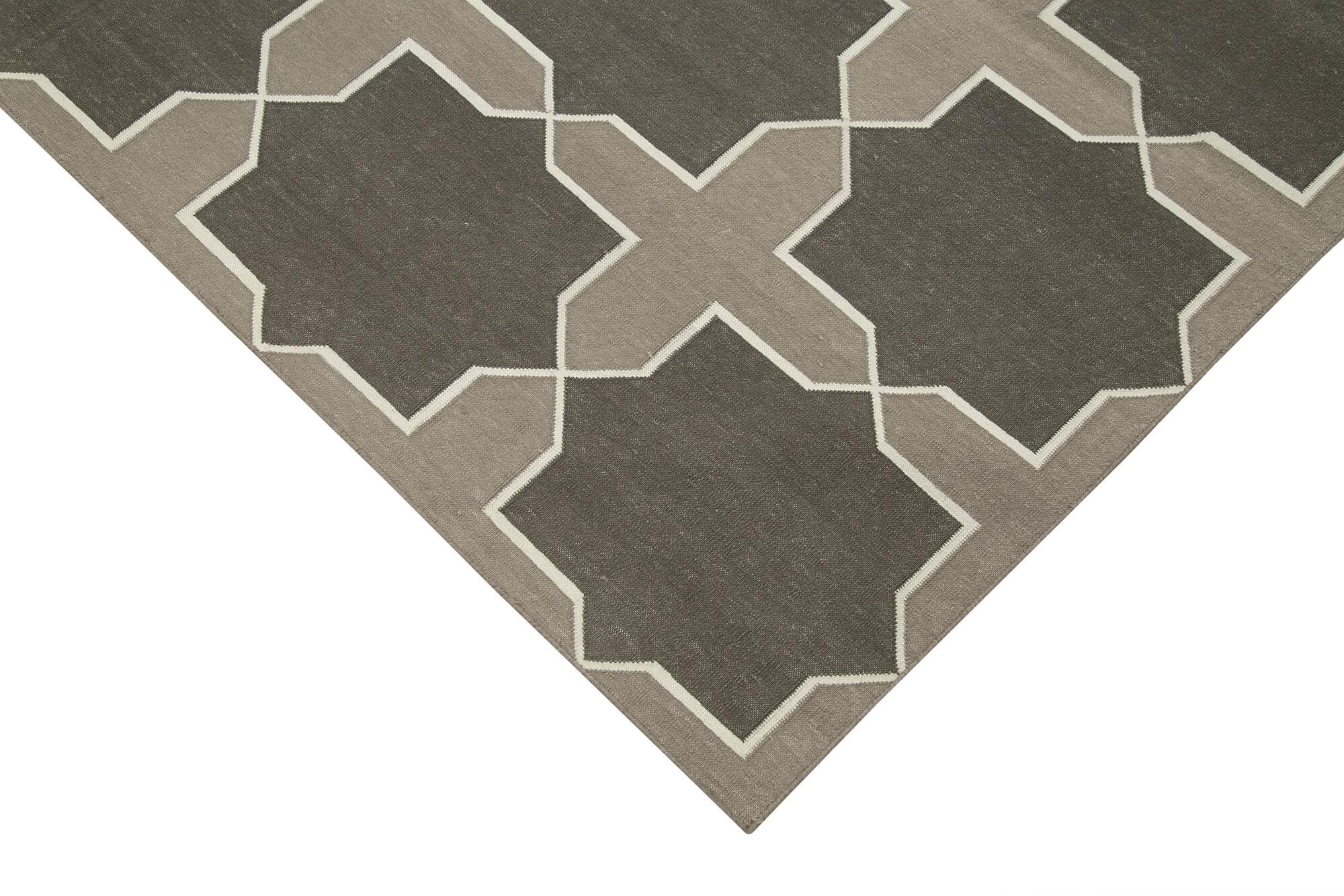 6 x 9 Grey Dhurrie Rug - 2785