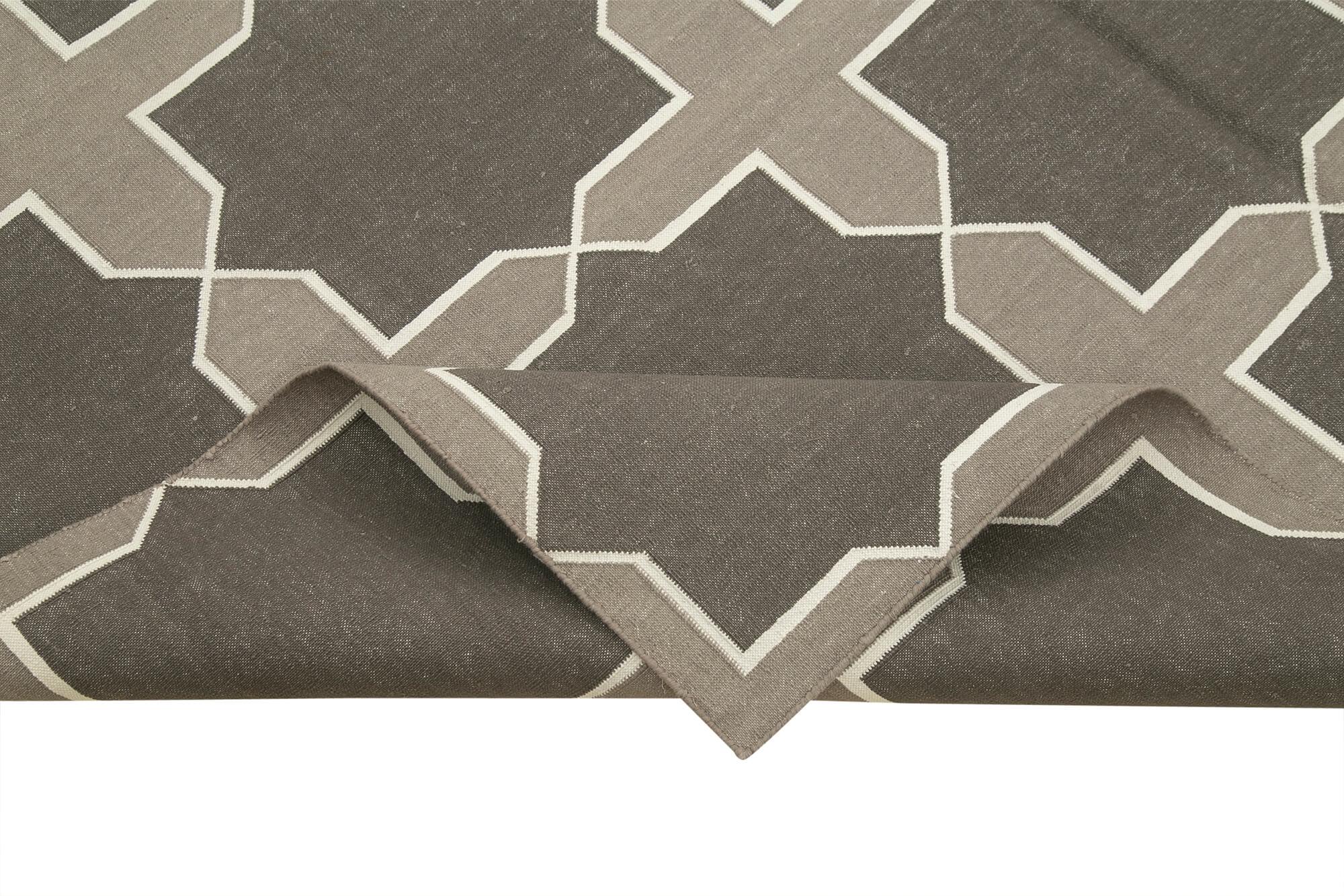 6 x 9 Grey Dhurrie Rug - 2785