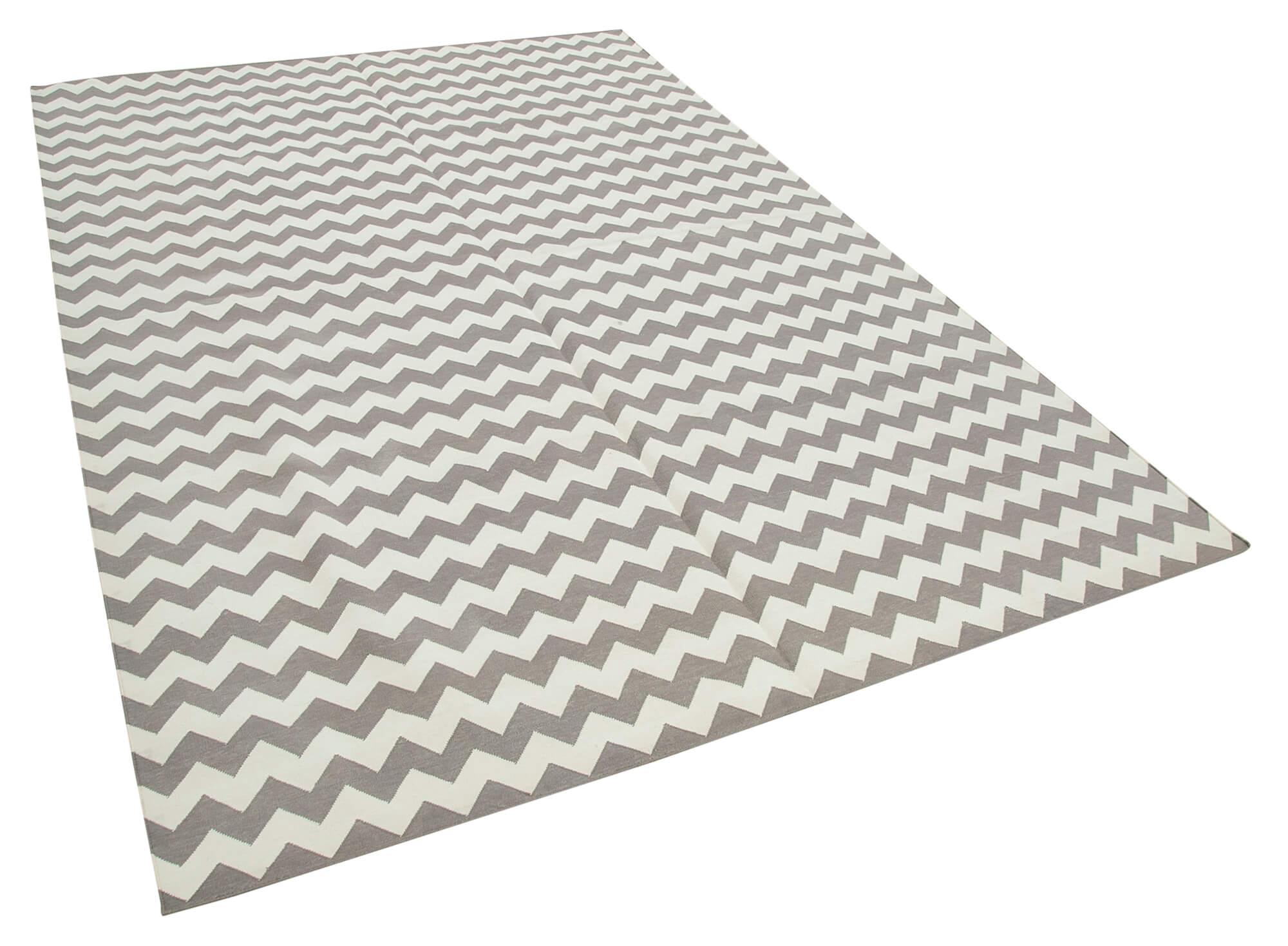 6 x 9 Grey Dhurrie Rug - 2786