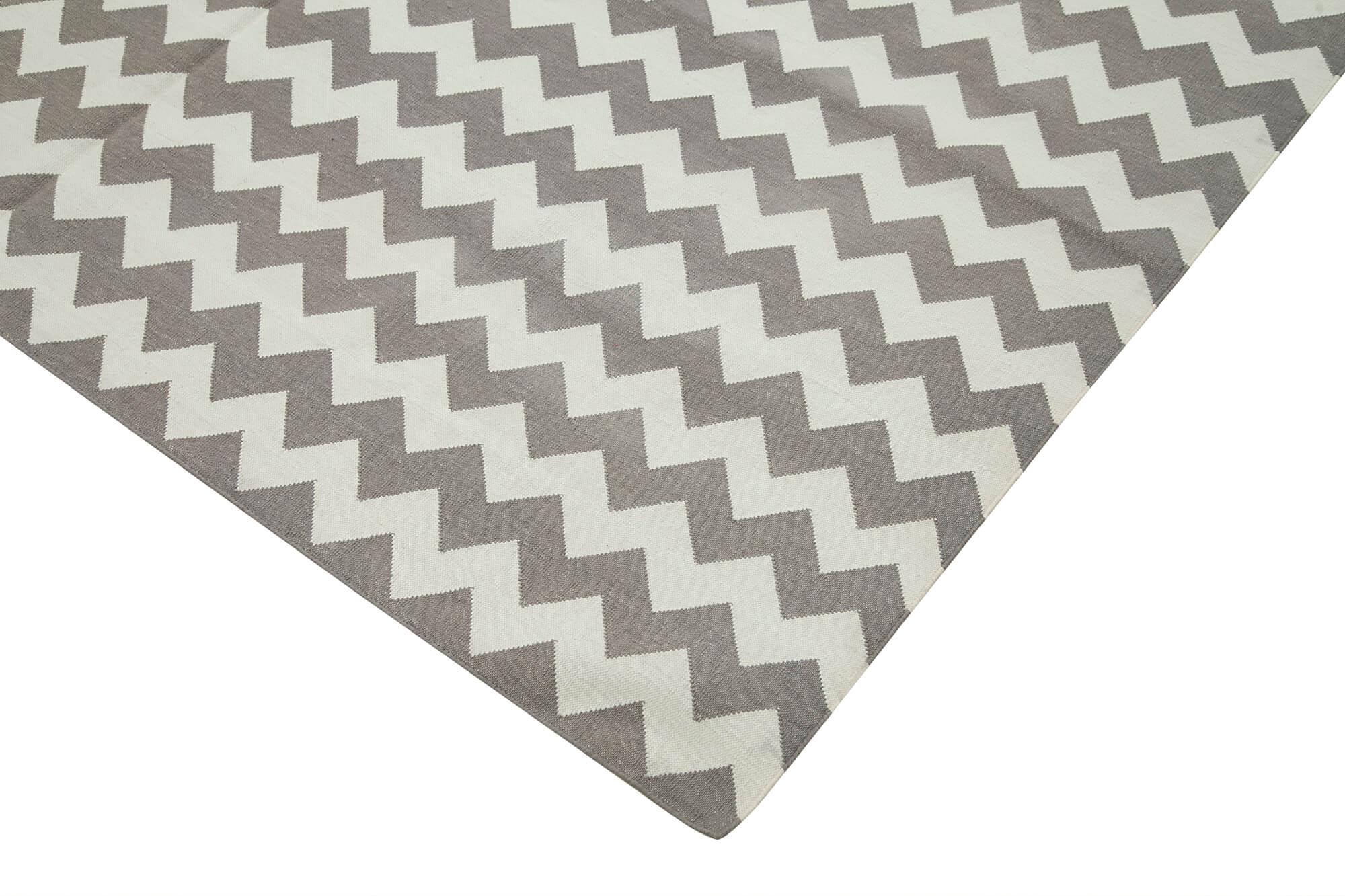 6 x 9 Grey Dhurrie Rug - 2786