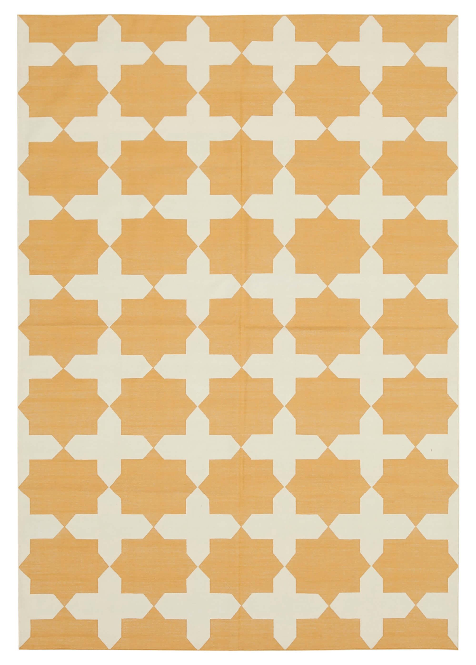 6 x 9 Yellow Dhurrie Rug - 2788