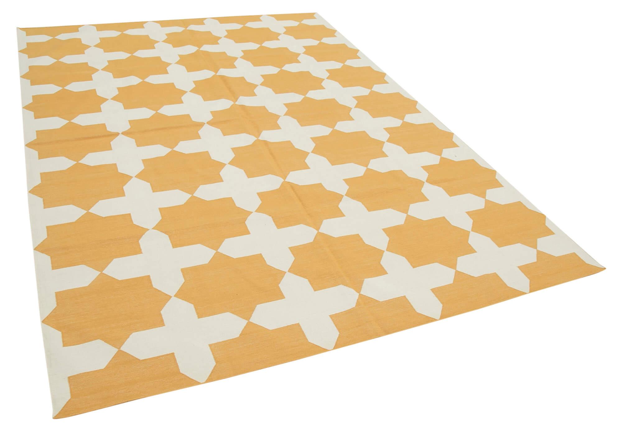 6 x 9 Yellow Dhurrie Rug - 2788