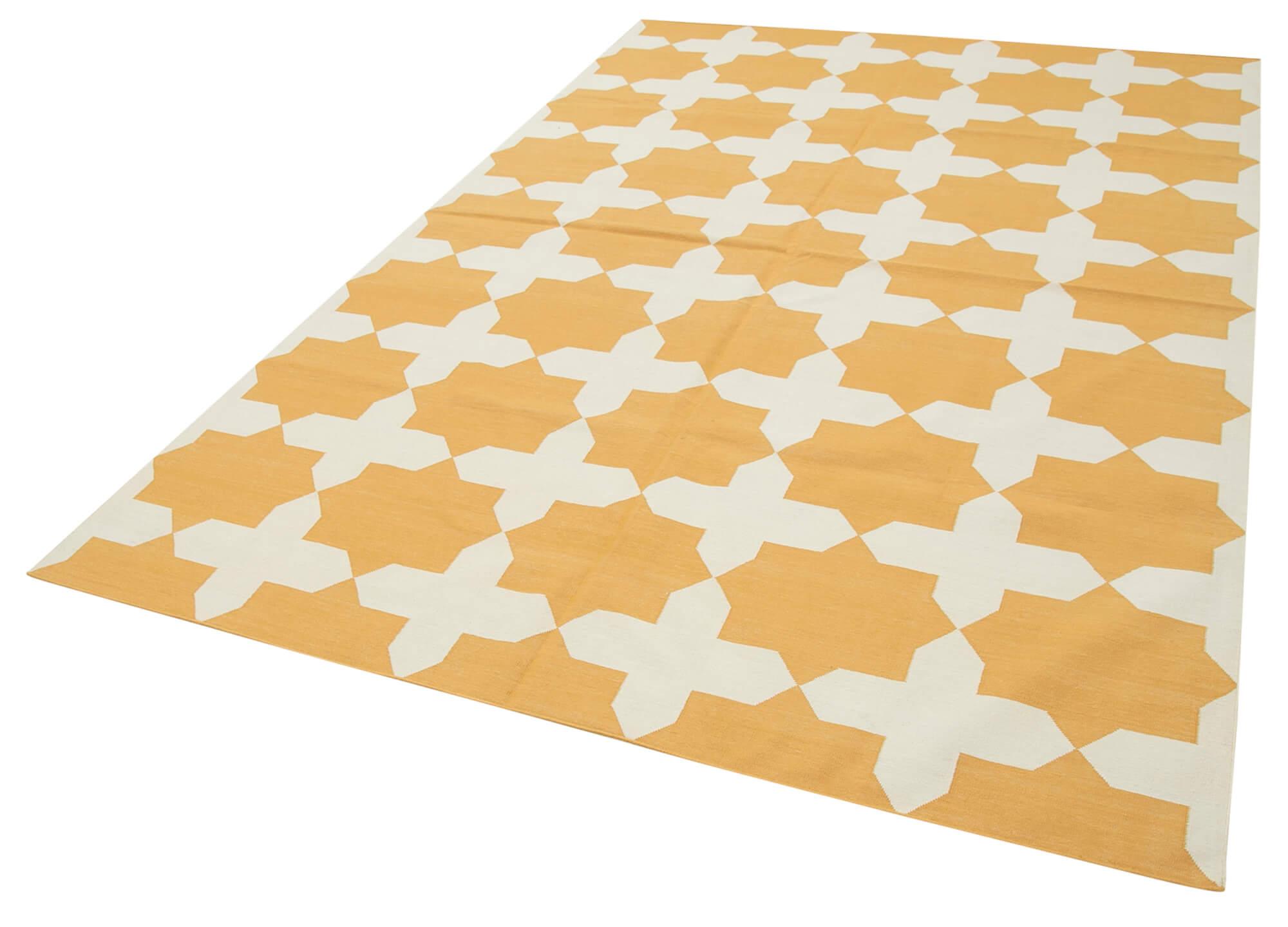 6 x 9 Yellow Dhurrie Rug - 2788