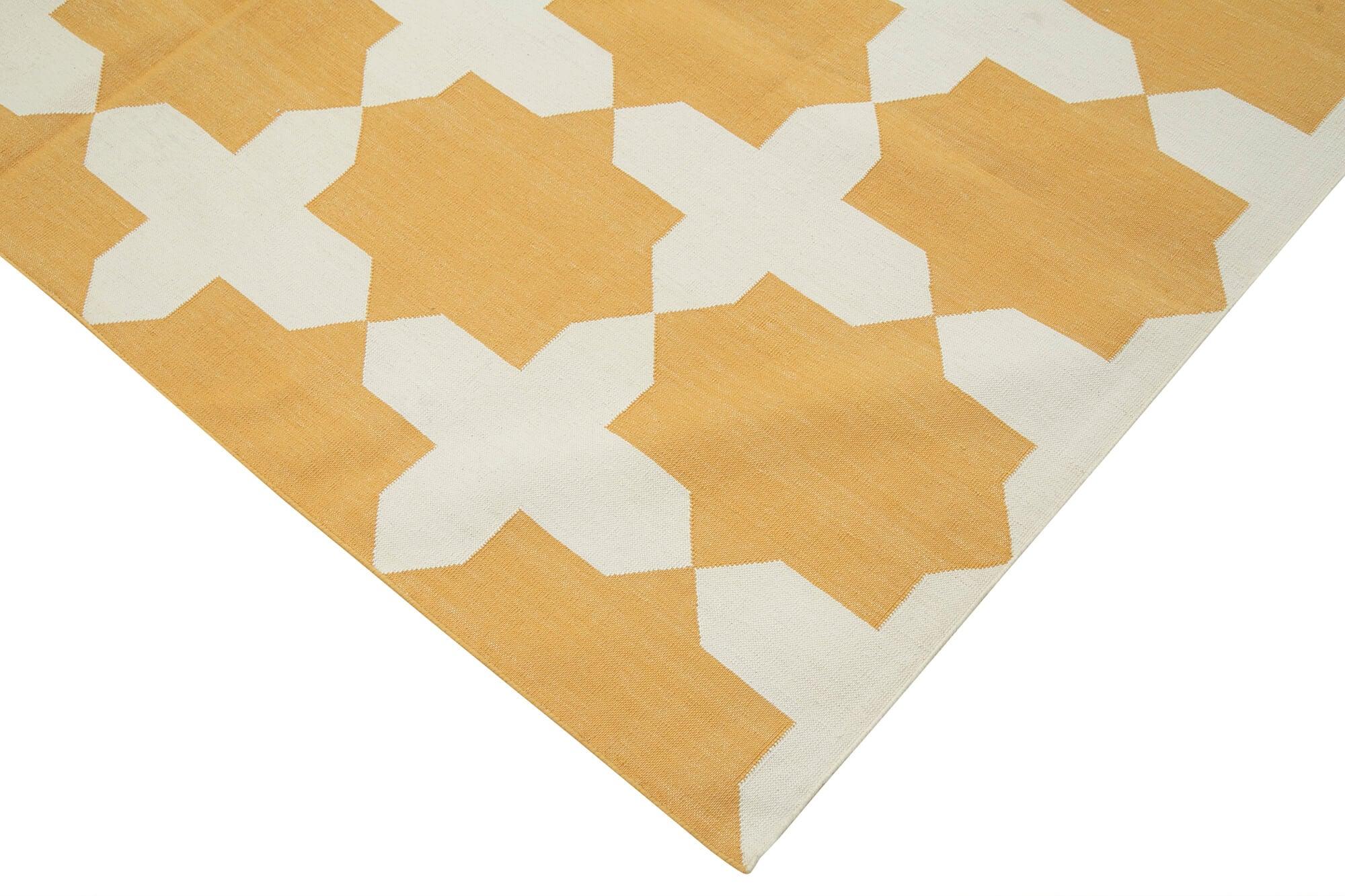 6 x 9 Yellow Dhurrie Rug - 2788