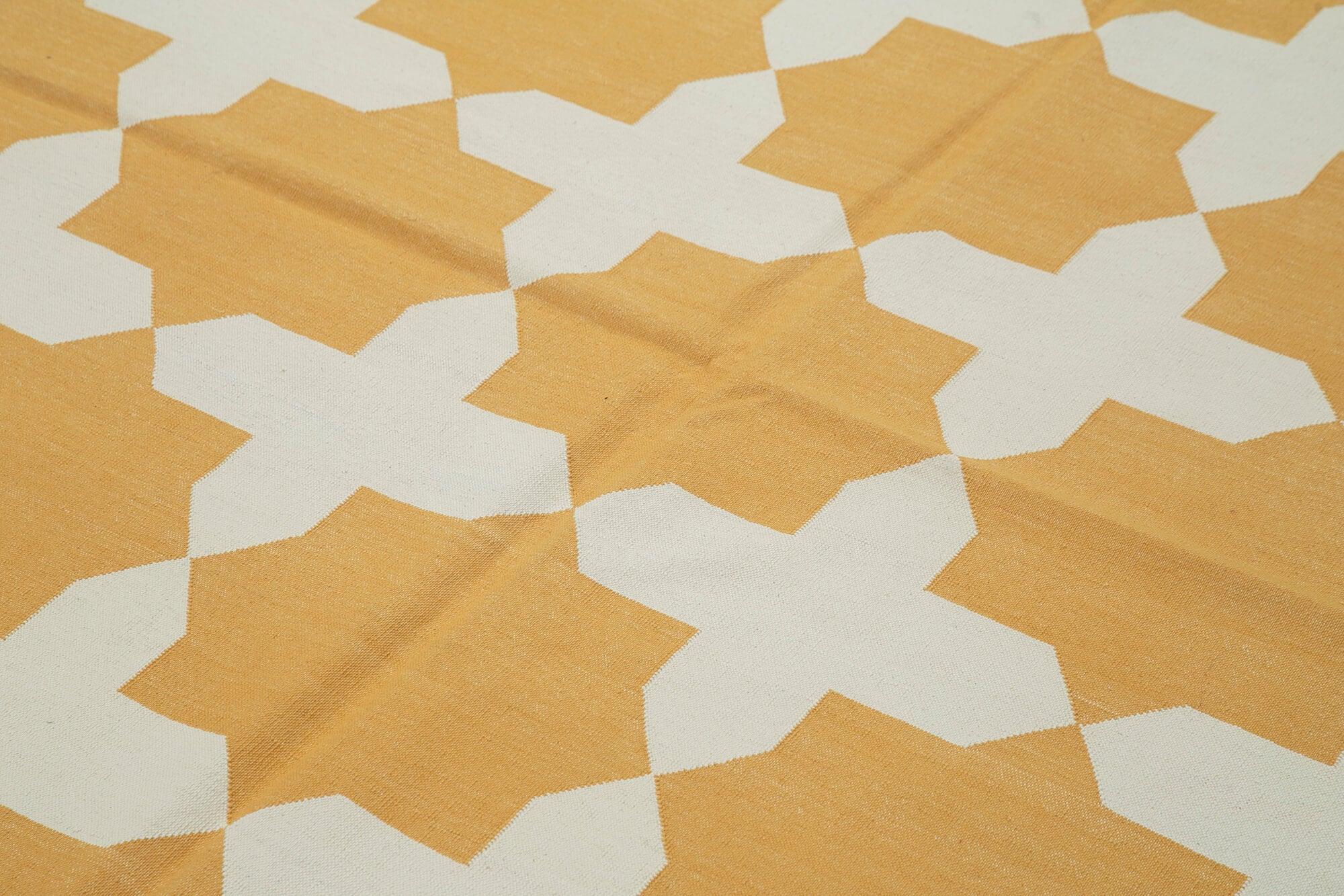 6 x 9 Yellow Dhurrie Rug - 2788