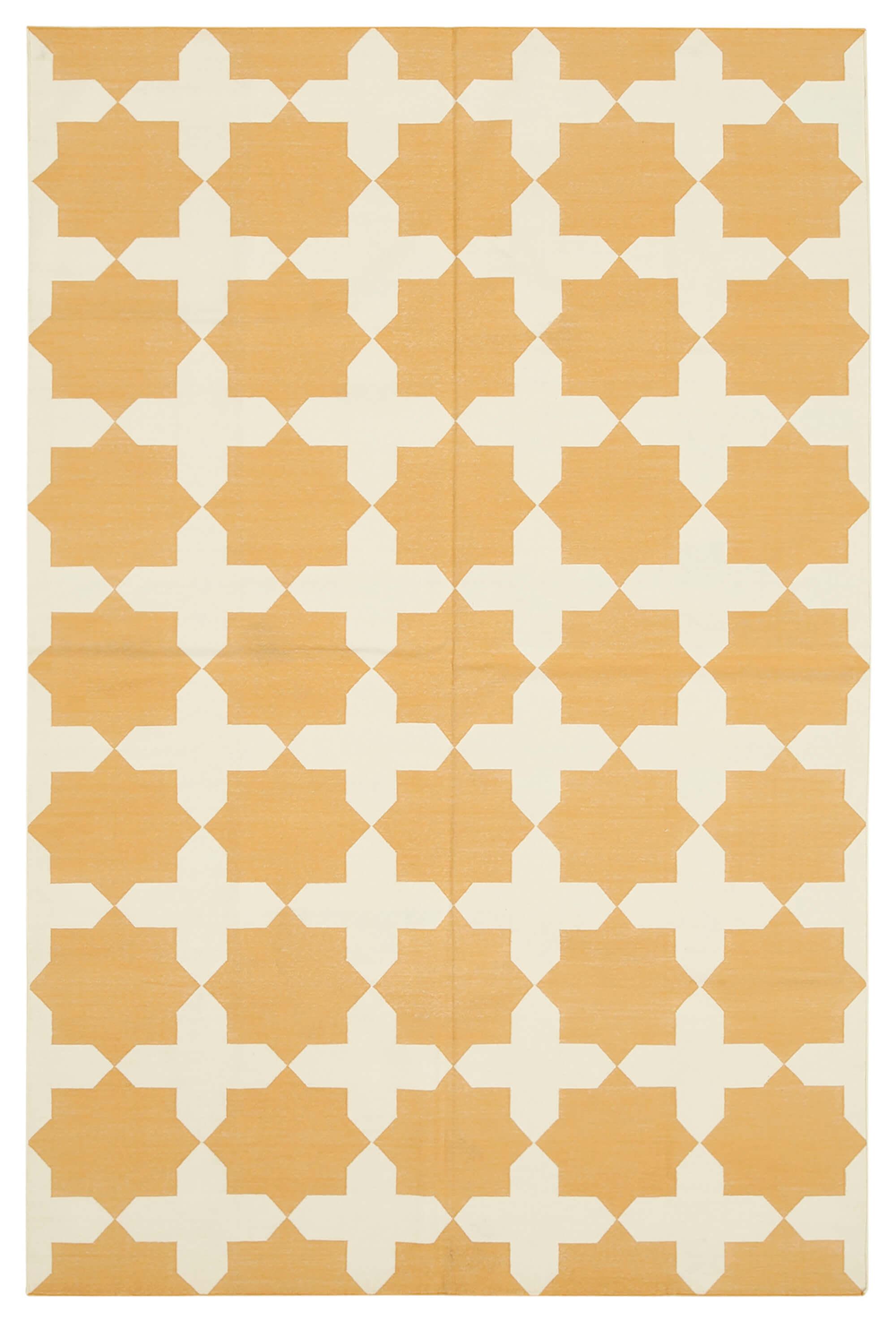 6 x 9 Yellow Dhurrie Rug - 2792